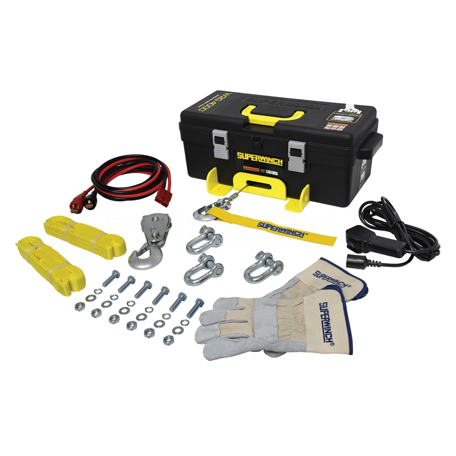 Superwinch 1140222 Winch2Go 12V DC Electric Portable Utility Winch 4000lb(1814.4kg) Single Line Pull with Steel Mounting Plate I