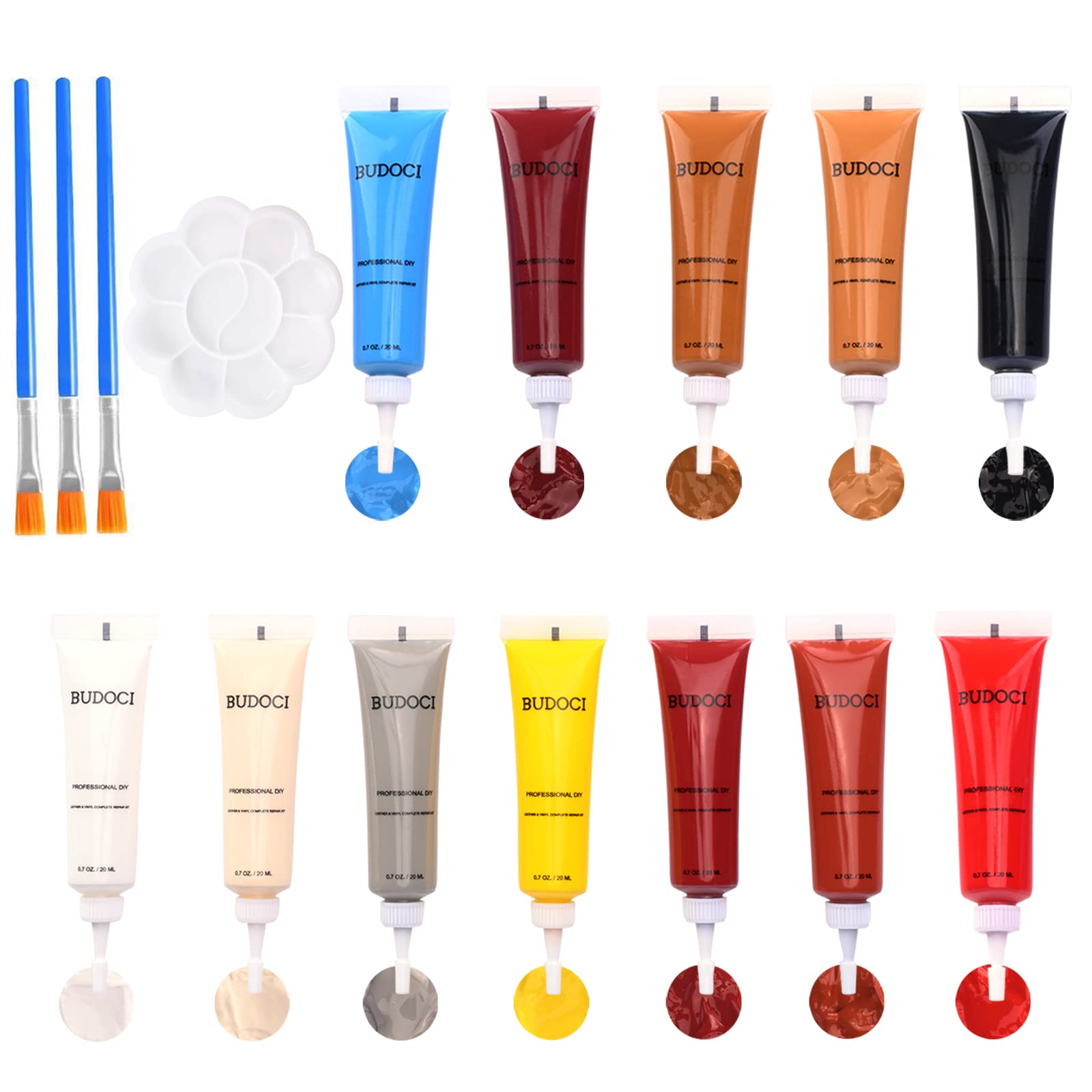 Budoci Leather Repair Kit For Furniture,12 Colors Vinyl Repair Kit For Car Interior, Repair Scuffed,Faded,Tears,Scratch,Burn Holes For Car Seat,Couches,With Super Easy Instructions