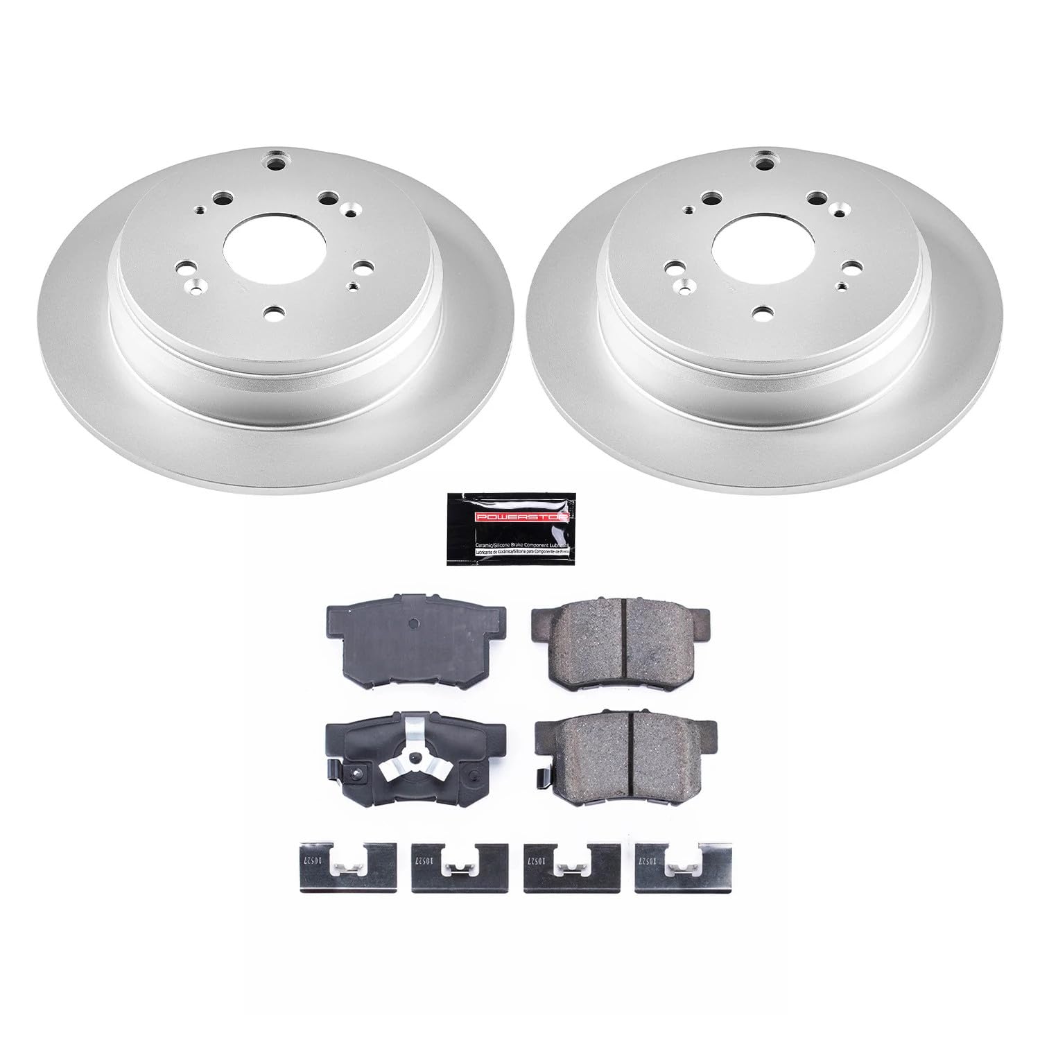 Power Stop Crk206 Rear Coated Brake Rotors And Ceramic Brake Pads Kit For 2010-2012 Acura Rdx Fwd Models | 2013-2018 Acura Rdx |