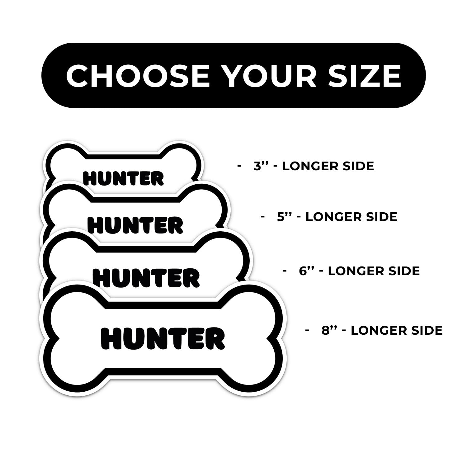 Hunter Dog Name Sticker - Waterproof Vinyl Decal For Car Bumper, Laptop, Water Bottle, Wall, And Window, Size - 6'' Longer Side