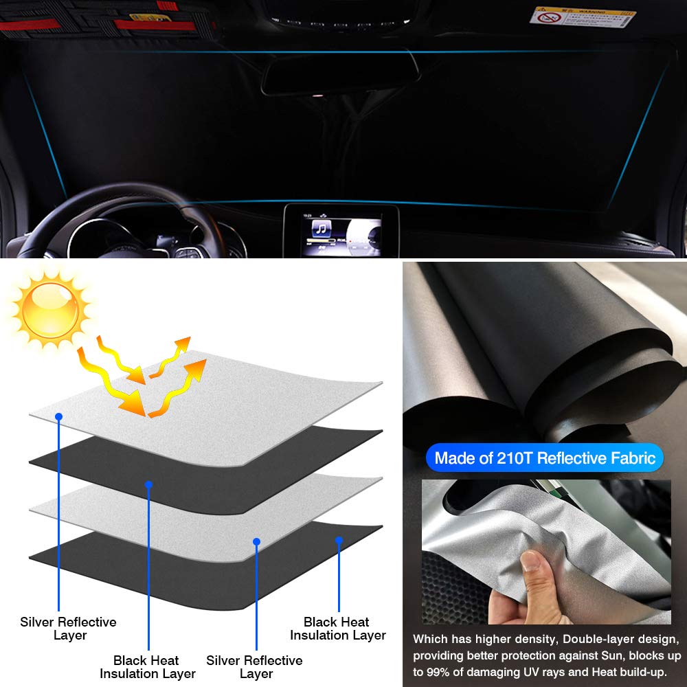 Kust Windshield Sun Shade For 2015-2024 Jeep Renegade Accessories Sunshade Window Shade Sun Visor Protector Foldable Blocks Uv R