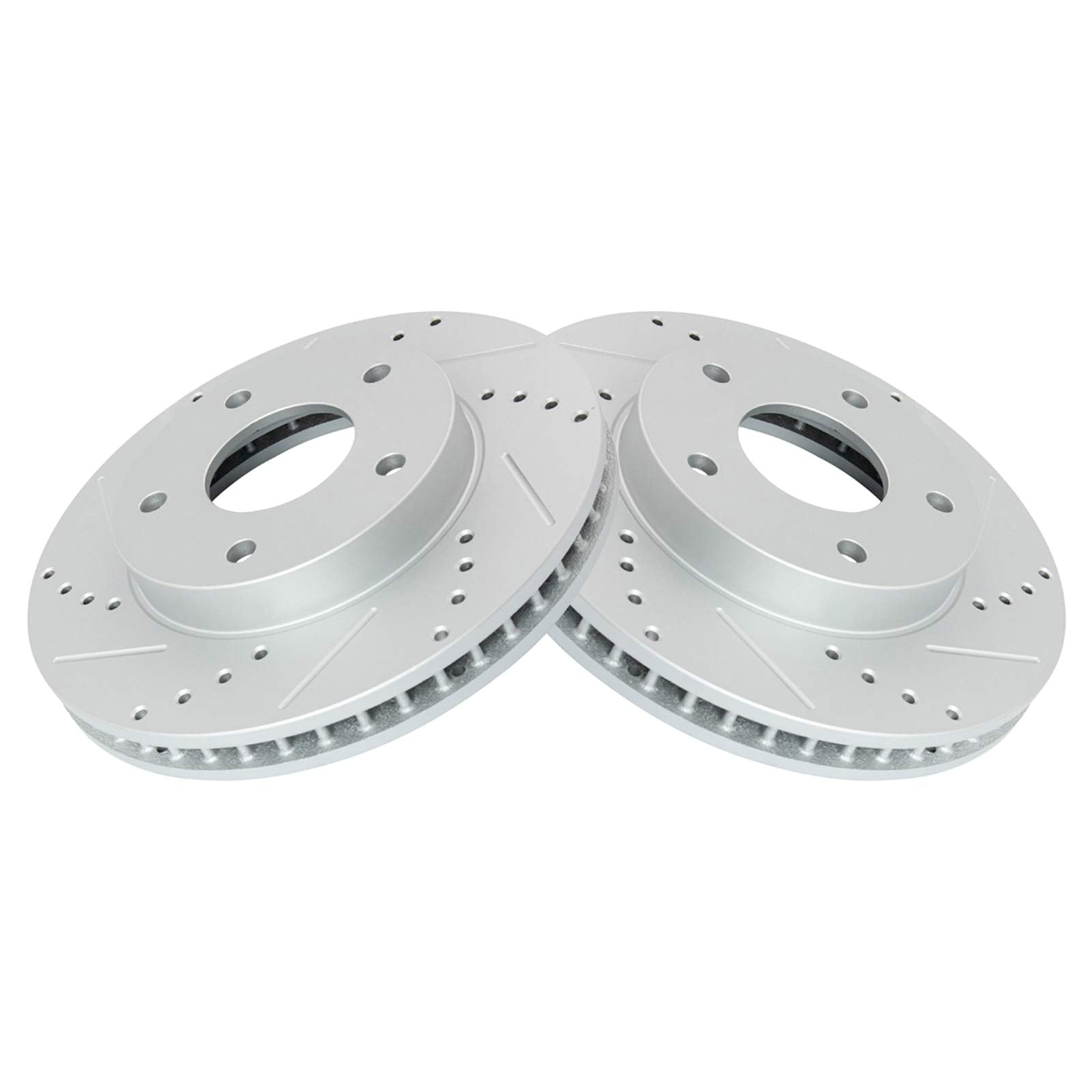 Trq Performance Drilled & Slotted Front Coated Brake Rotor Pair For Blazer