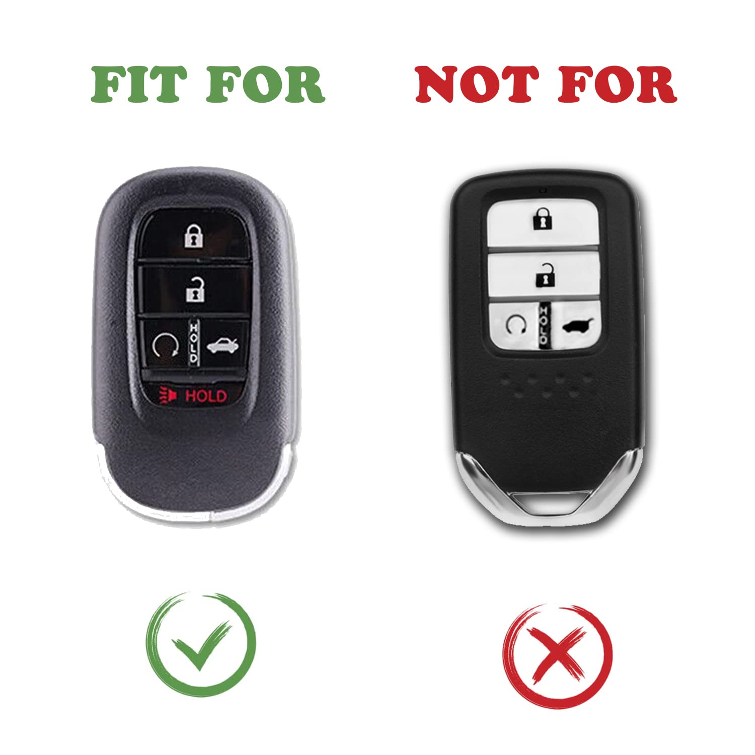 TANDRIVE Key Fob Cover for Honda Civic Accord HR-V Pilot CR-V (5 Buttons) - Silicone, 2-Pack, Black and Gray
