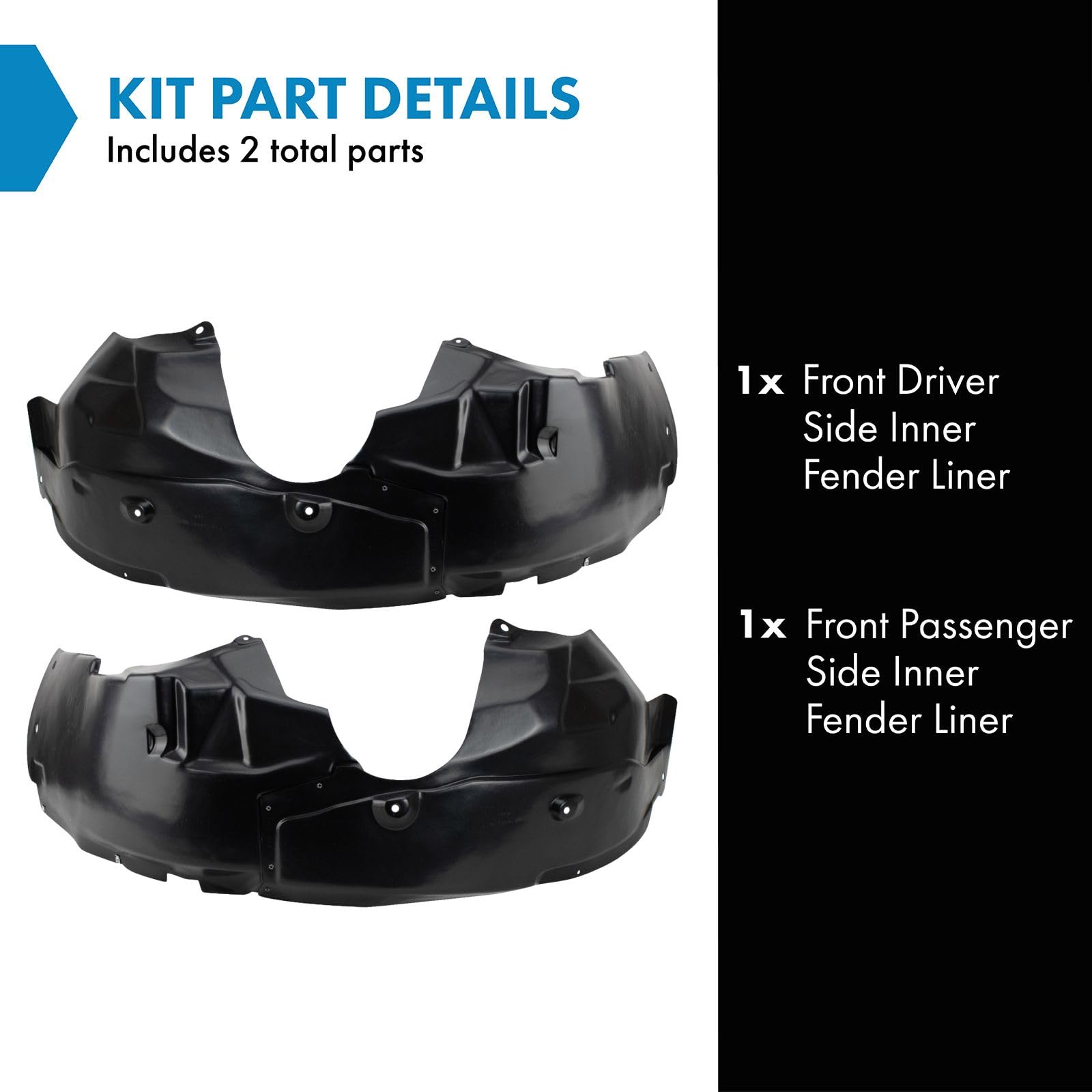 Trq Front Inner Fender Liner Set Compatible With 2012-2014 Chrysler 200 Ch1248161 Ch1249161