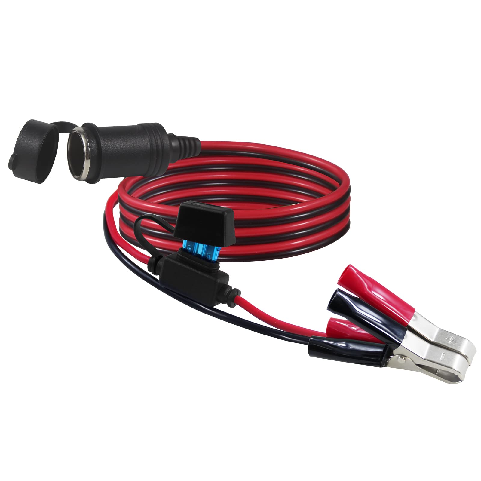 Cigarette Lighter Socket With Battery Alligator Clip - 3Ft 12V Car Cigarette Female Socket To Alligator Clamp Battery Charger Ex