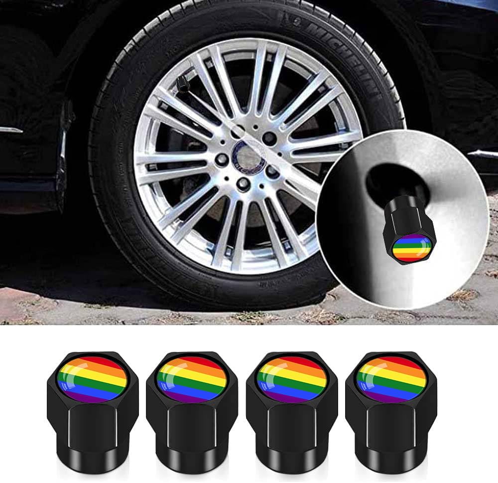 4Pcs Tire Valve Stem Caps Pride Explosion Valve Cover Aluminum Alloy Compatible With Car Truck Suv Pride Car Accessories