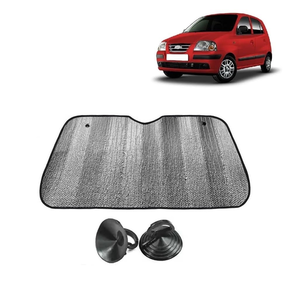 Car Windshield Sun Shade UV Rays Protector Silver Sunshade Solar Reflective suitable for H y u n d a i Santro Xing