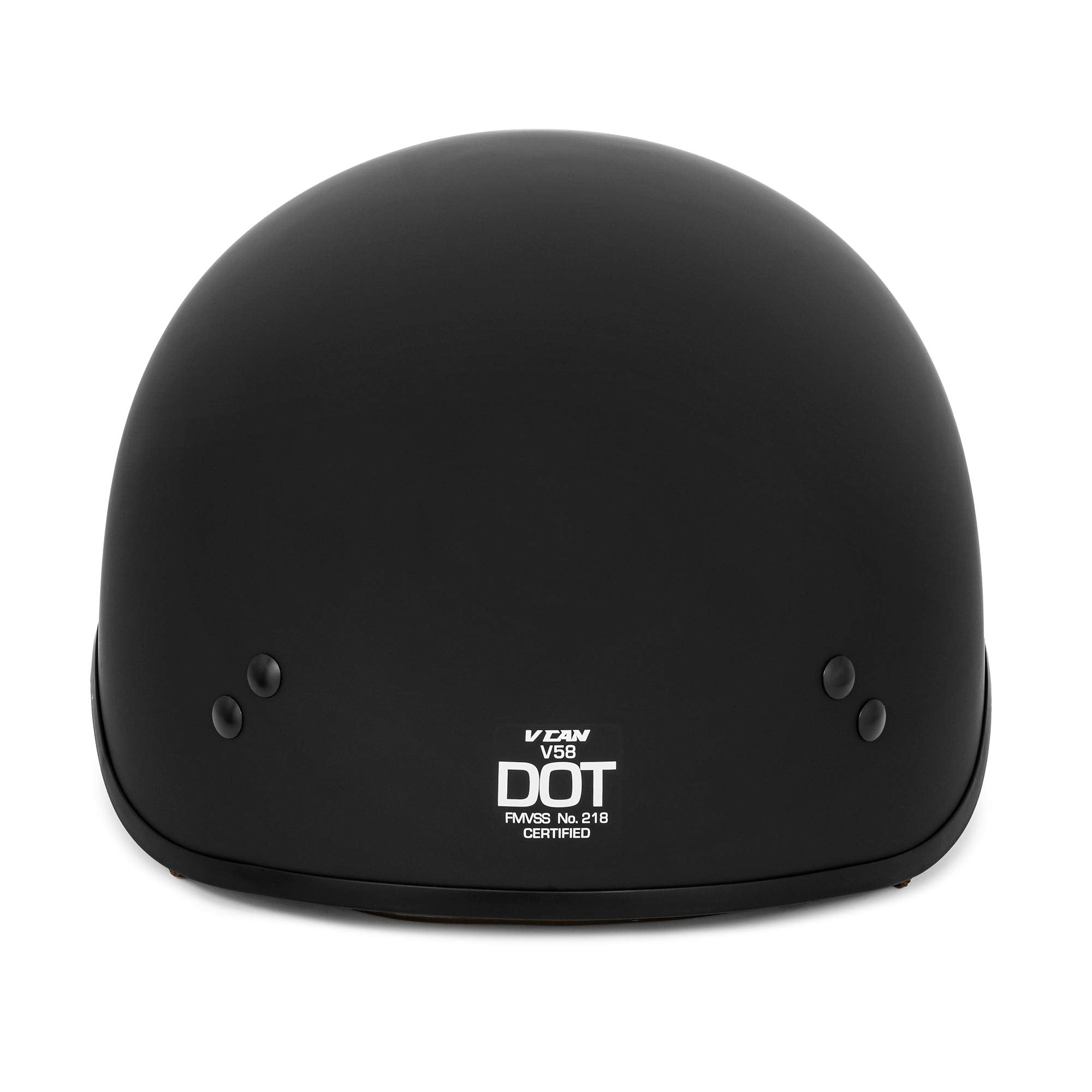 VCAN Cruiser Solid Flat Black Half Face Motorcycle Helmet with Drop-Down Sun Visor, Removable Peak and Quick Release Buckle (Lar