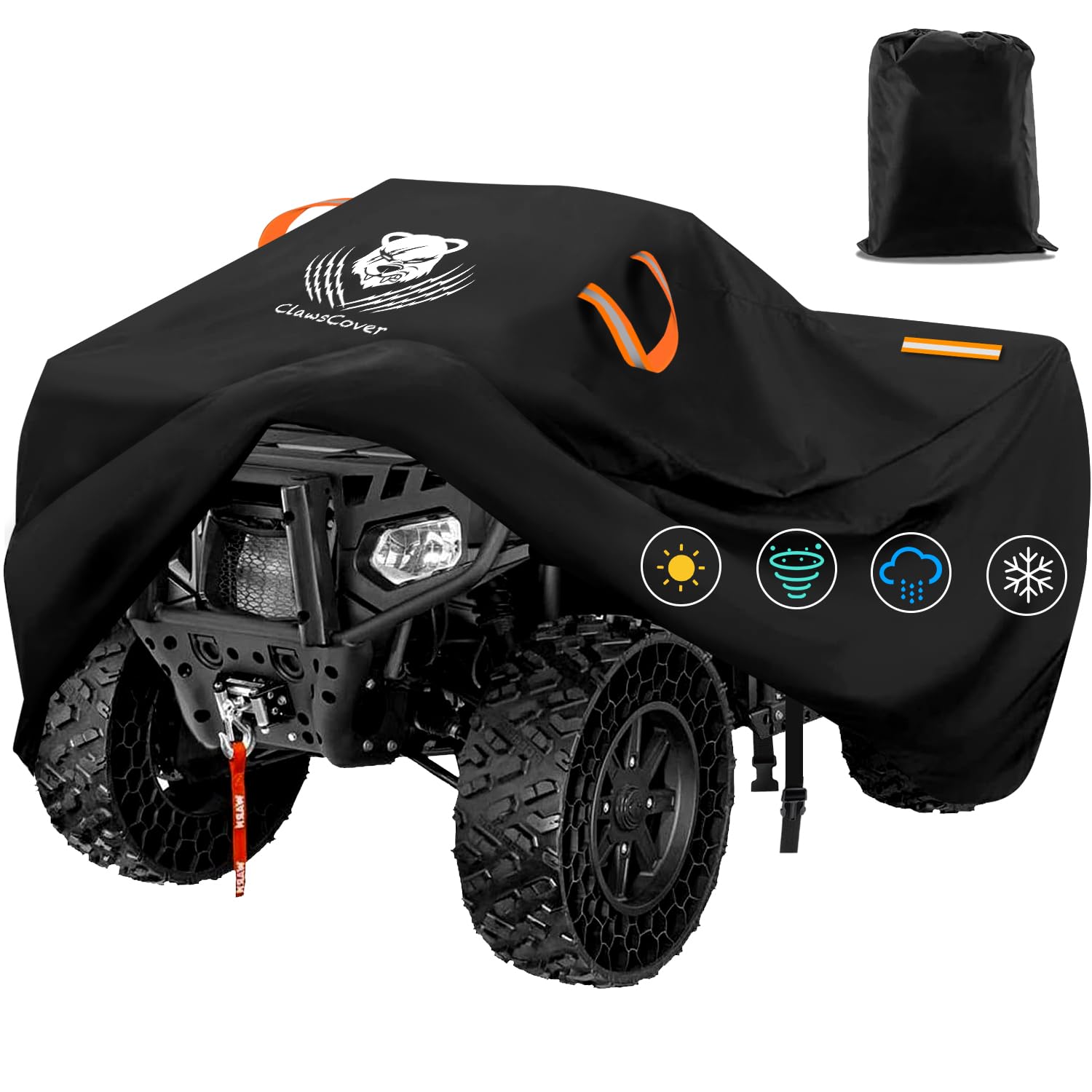 ClawsCover ATV Quad Cover 88 Inch XXL Waterproof Heavy Duty Oxford Cloth Black