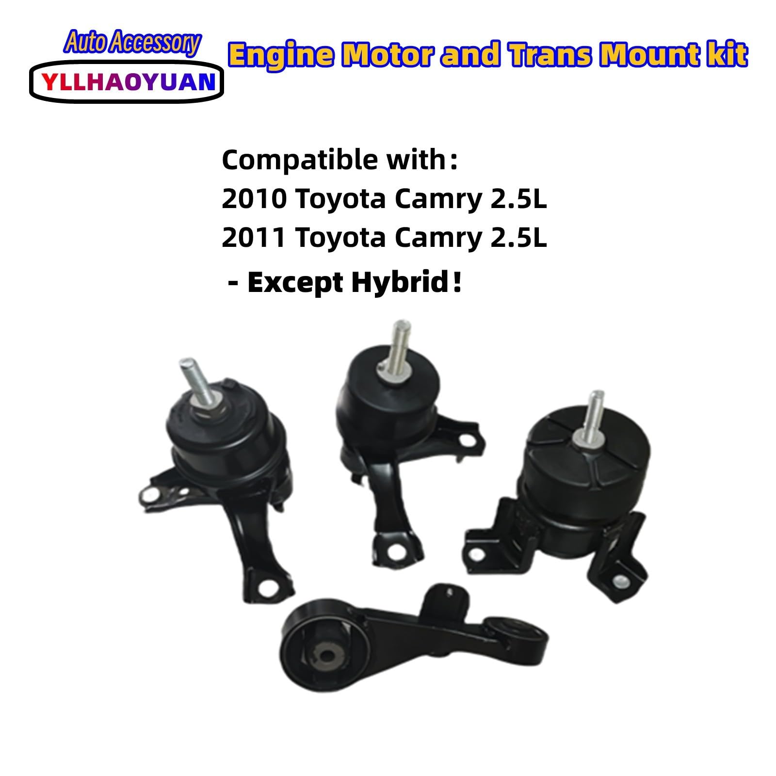 Yllhaoyuan Engine Mount Set of 4 for 2010-2011 Toyota Camry 2.5L - Metal Construction, Compatible Replacement
