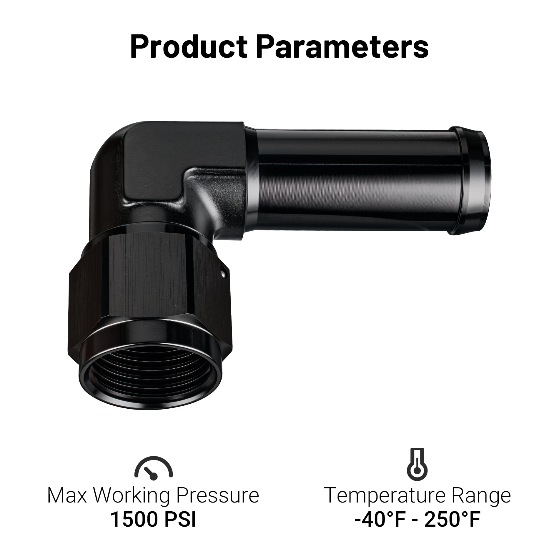 EVIL ENERGY 10AN Female to 3/4" Barb Hose Fitting, 90 Degree Swivel, Black Aluminum