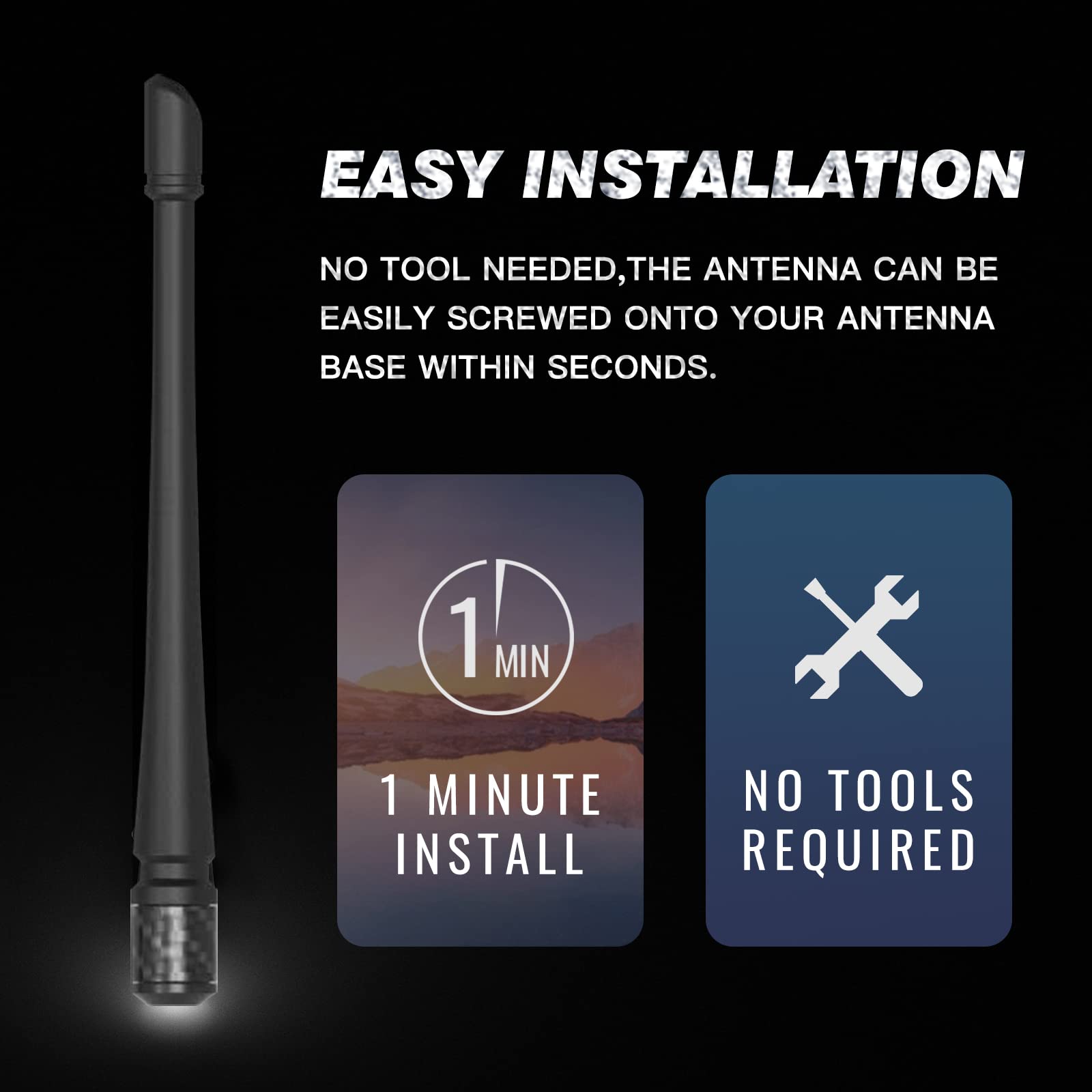 Rydonair Antenna Compatible With Jeep Wrangler Jk Jku Jl Jlu Rubicon Sahara Gladiator 2007-2024 | 7 Inches Rubber Antenna Replac