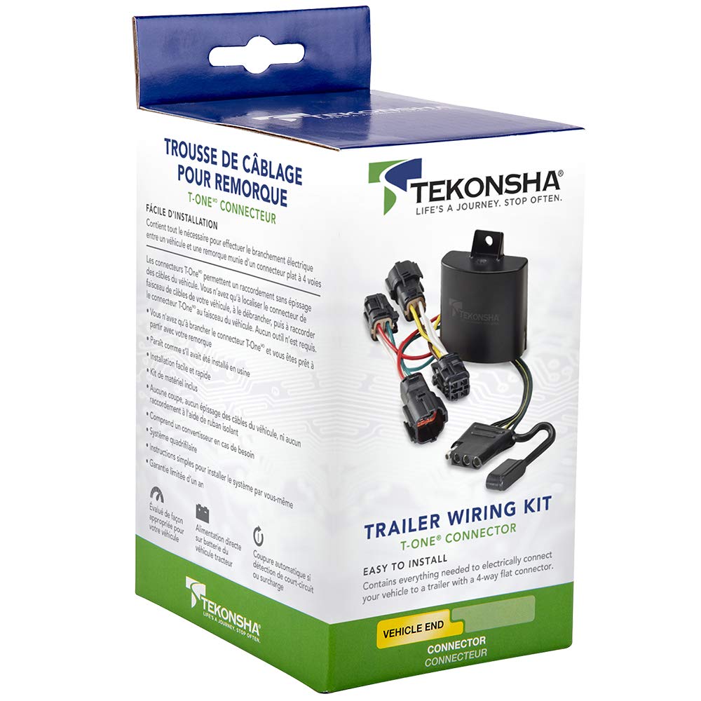 Tekonsha T-One T-Connector Harness, 4-Way Flat, Compatible With Select Toyota Rav4