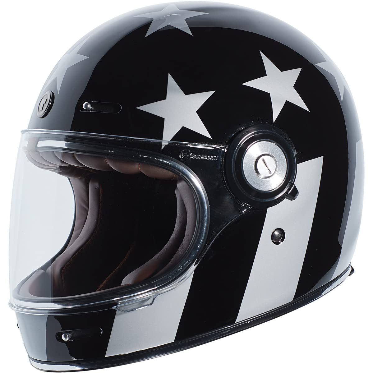 Torc T1 Unisex-Adult Retro Full-Face-Helmet-Style Motorcycle (Captain Vegas Gloss Black, Small)