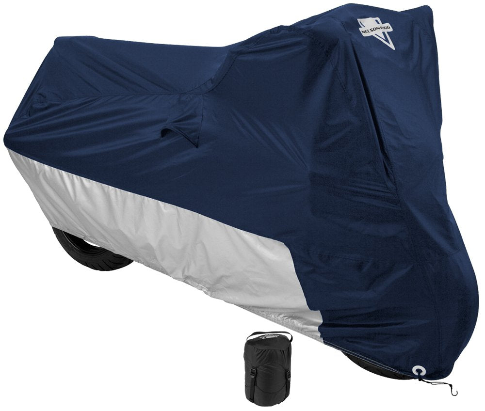 Nelson-Rigg Deluxe Motorcycle Cover Weather Protection UV Air Vents Heat Shield Windshield Liner Comp Bag Grommets XX-Large fits