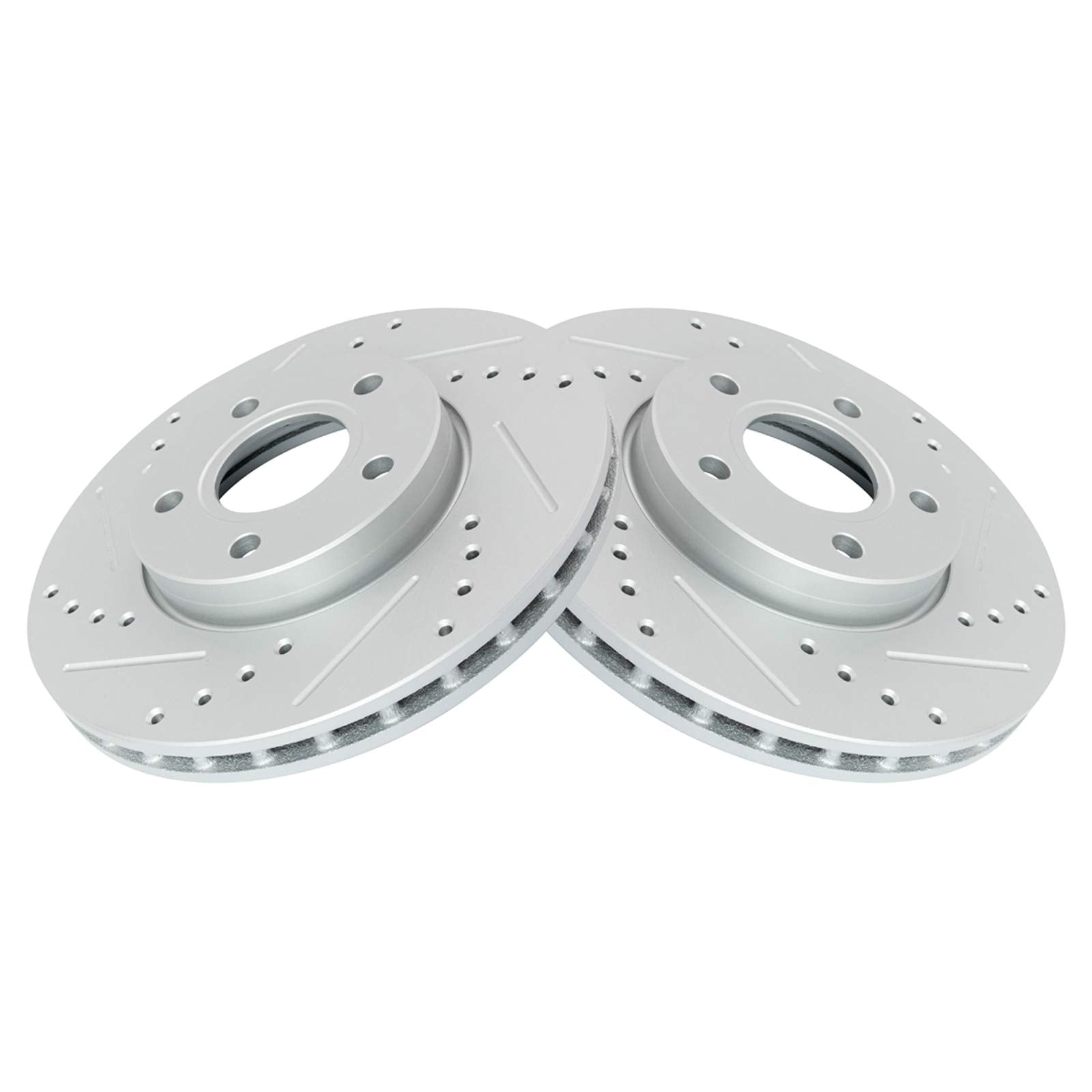 Trq Front Performance Brake Rotors Set Premium G-Coated Cross Drilled & Slotted Compatible With 2013-2018 Ford C-Max 2012-2018 F