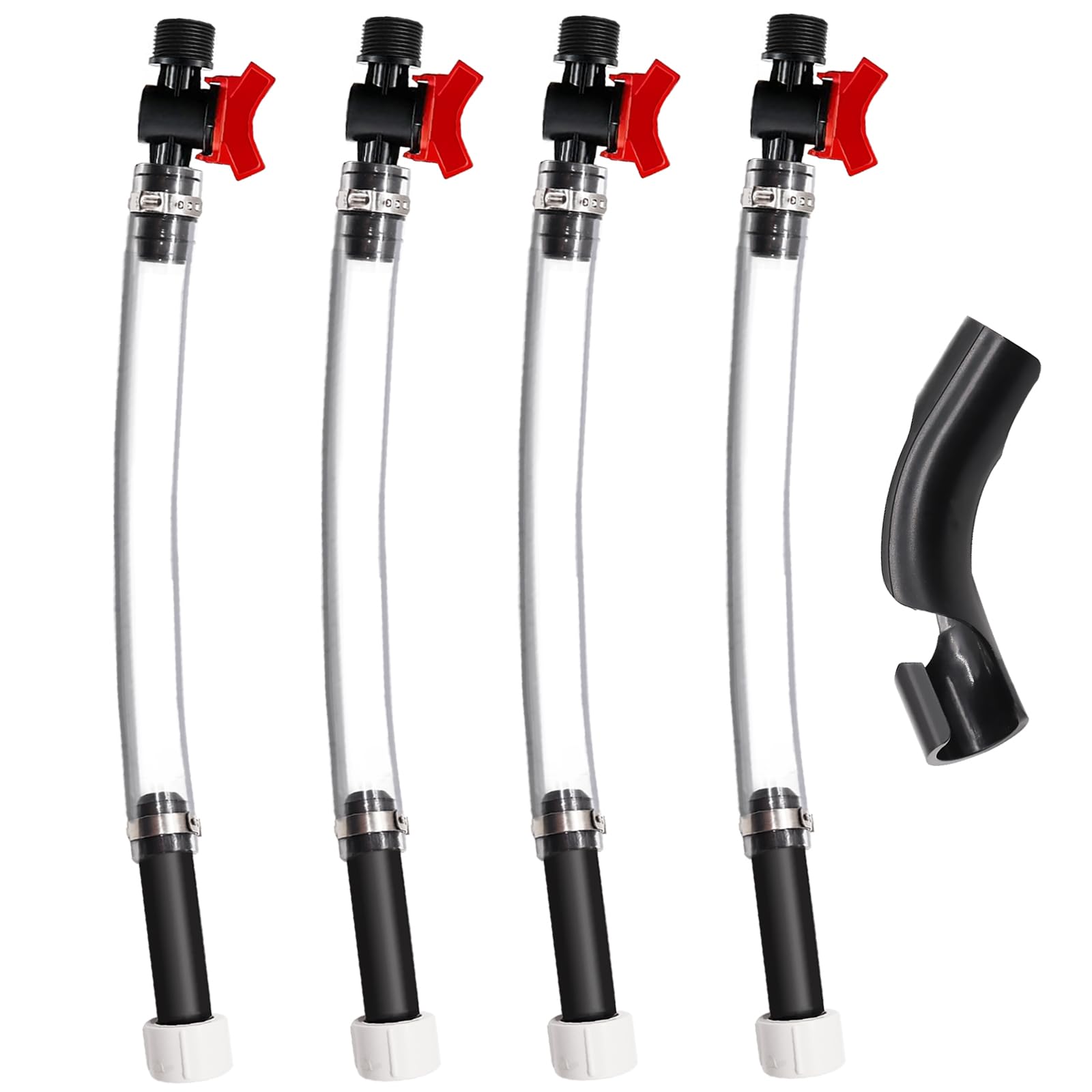 Taiss 4PCS Racing Fuel Jug Hose with Ball Valve & 2 Benders,14 Inch Fuel Filler Hose for LC2 Jugs Gas Can Spout Replacement Gas 