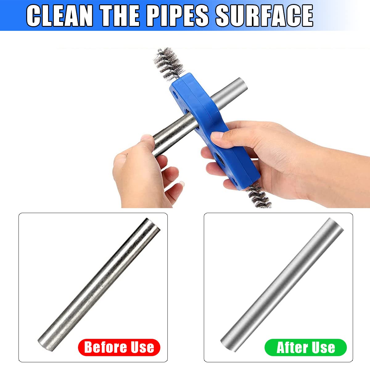 AICEL 2 Pieces Car Battery Terminal Cleaners, 4 in 1 Car Battery Cleaning Brush with Steel Wire, Anti-Corrosion Battery Terminal
