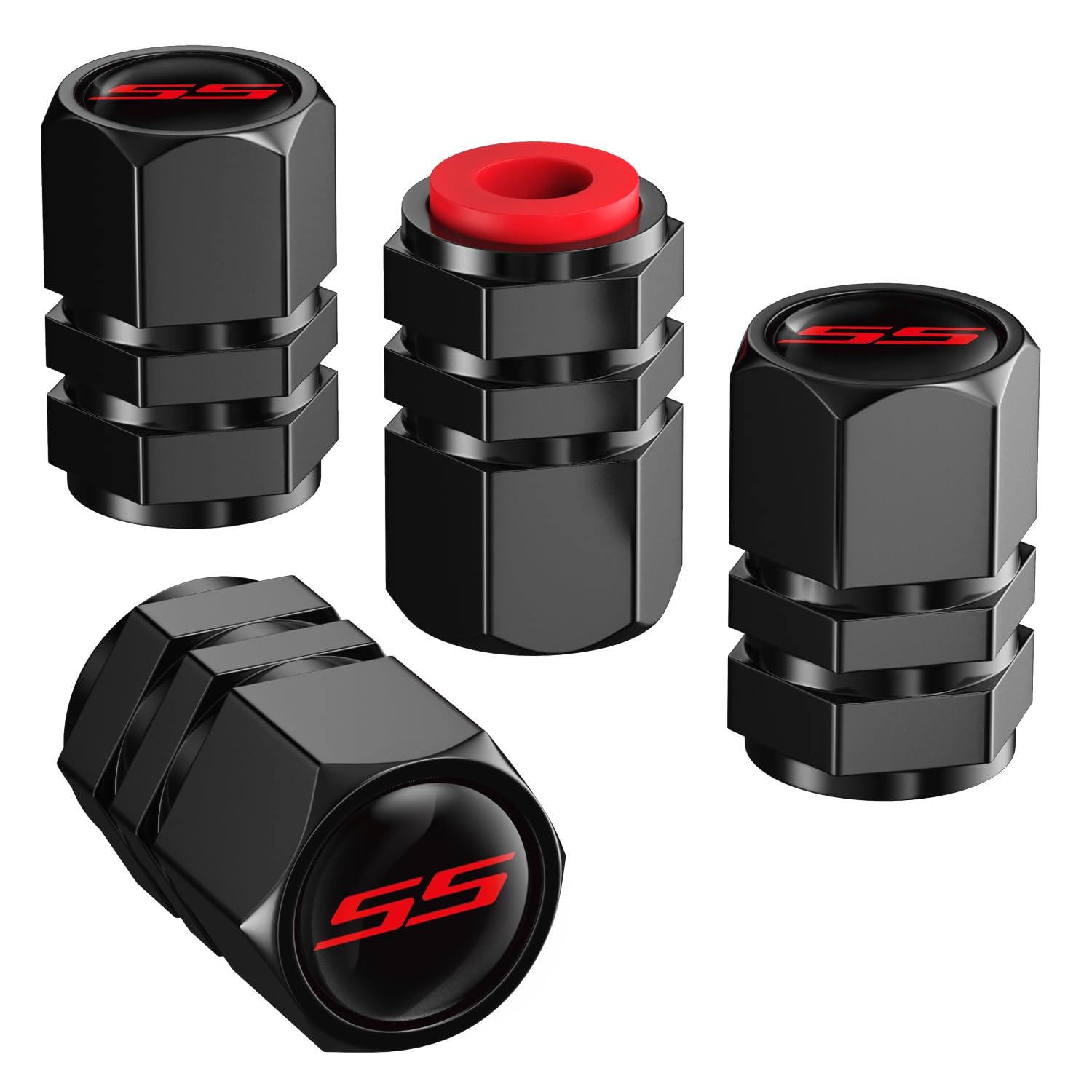 Annloysky 4Pcs Tire Valve Stem Caps Compatible With Chevy Camaro Ss Auto Accessories, Aluminum Tire Valve Cap Set, Corrosion Res