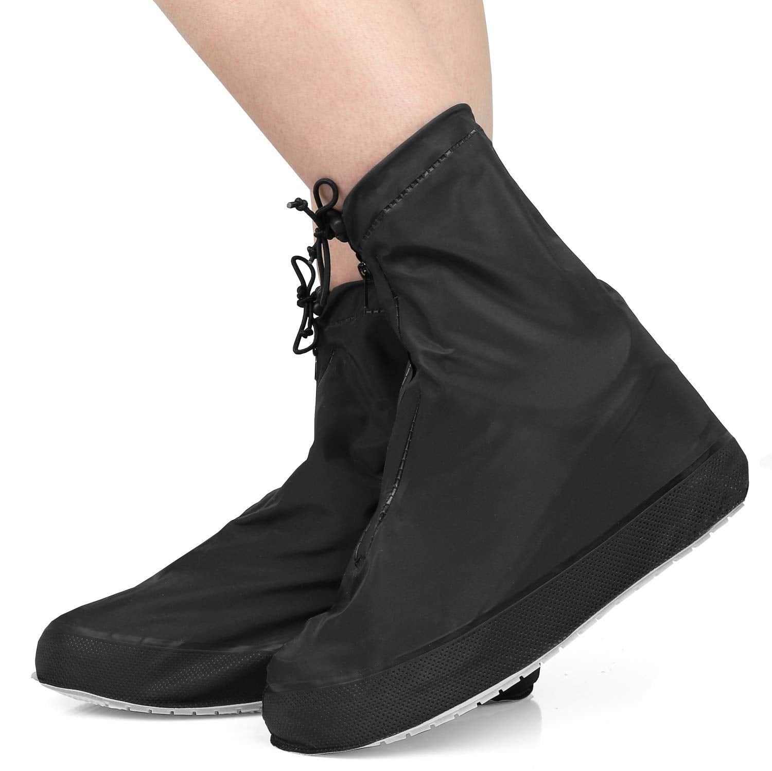 Rain Shoe Covers | Waterproof Shoe Covers for Men Women | Reusable Galoshes Overshoes (Black, X-Large)