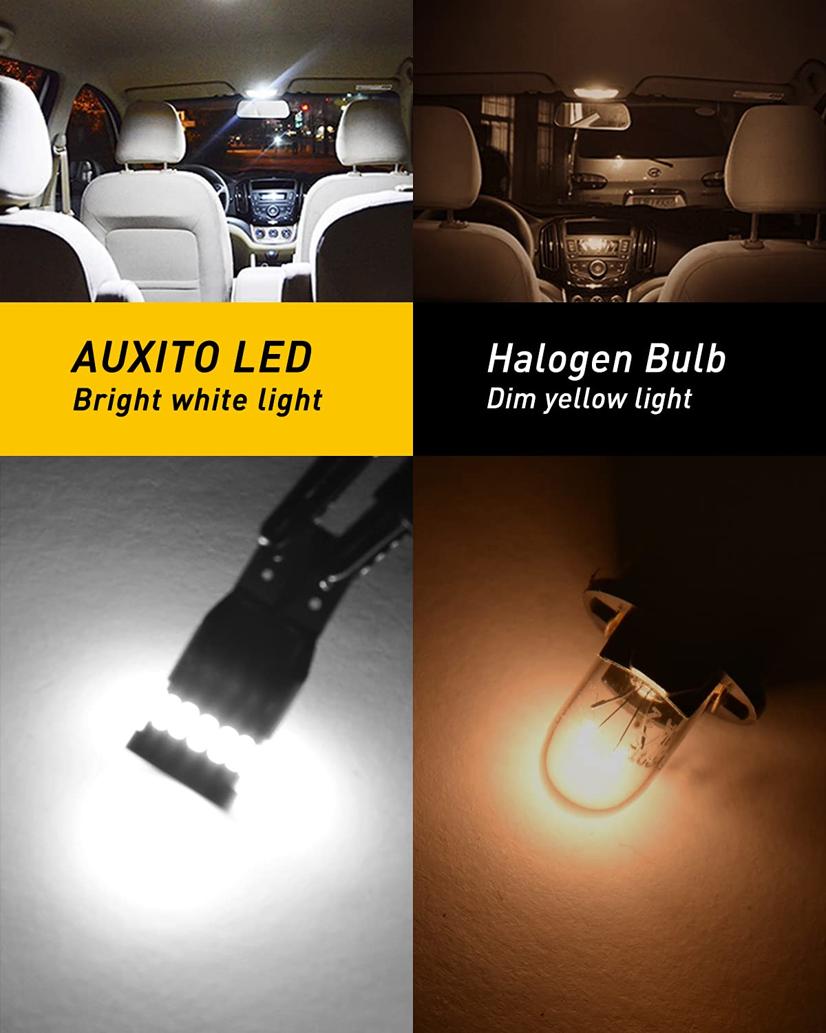 Auxito 194 Led Bulbs For License Plate Light 168 175 2825 W5W T10 24-Smd 3014 Chipsets 6000K White For Car Dome Door Map Dash Co