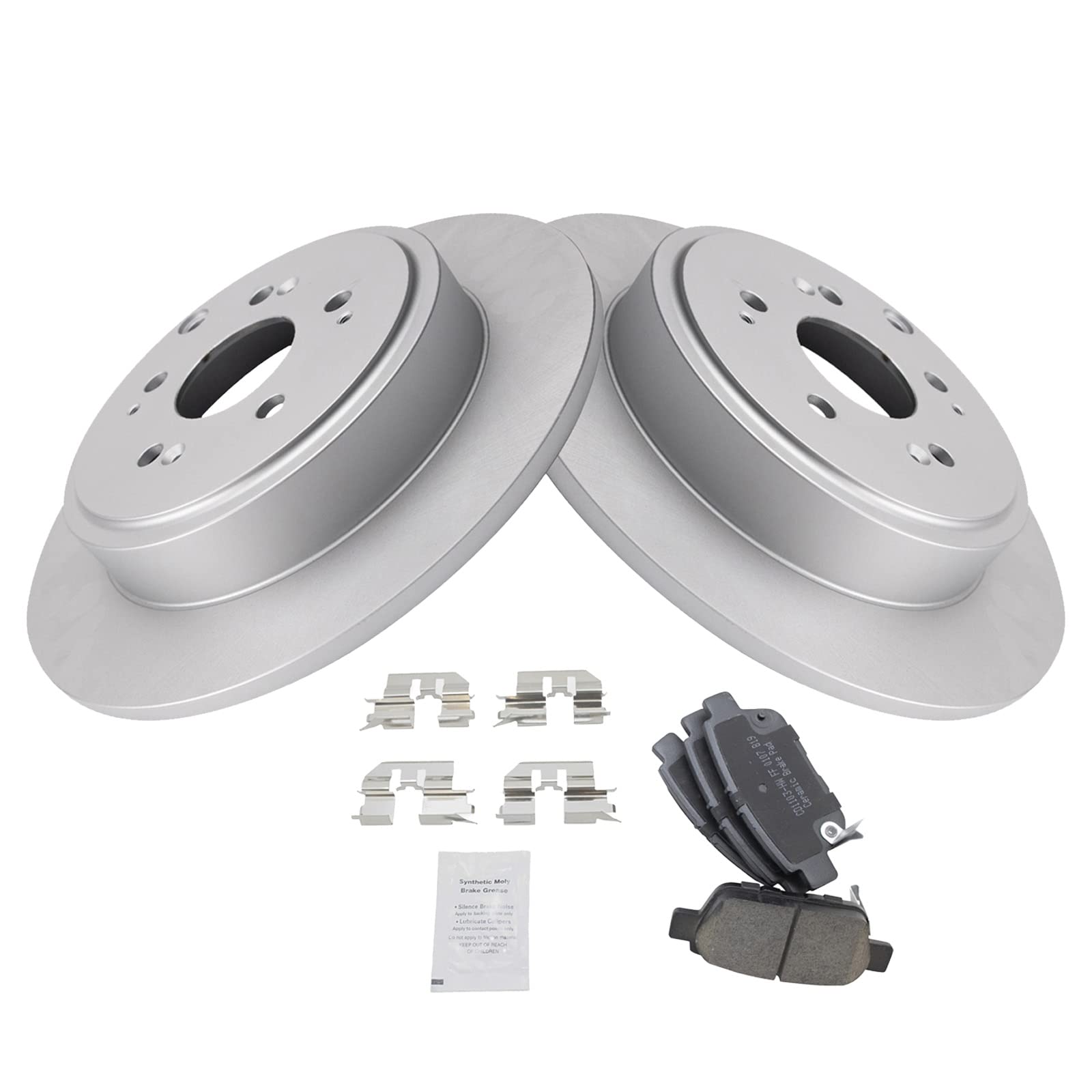 Trq Rear Ceramic Brake Pad & Disc Coated Rotor Kit Compatible With 06-13 Honda Ridgeline