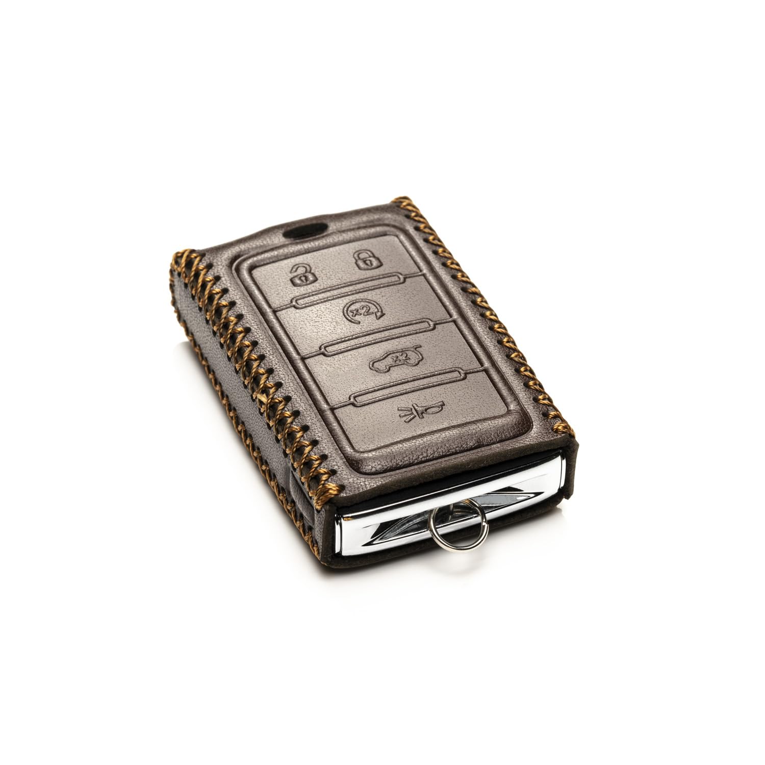 Vitodeco Leather Smart Key Fob Case for Jeep Wagoneer & Grand Cherokee 2022-2025, New 5-Button, Brown