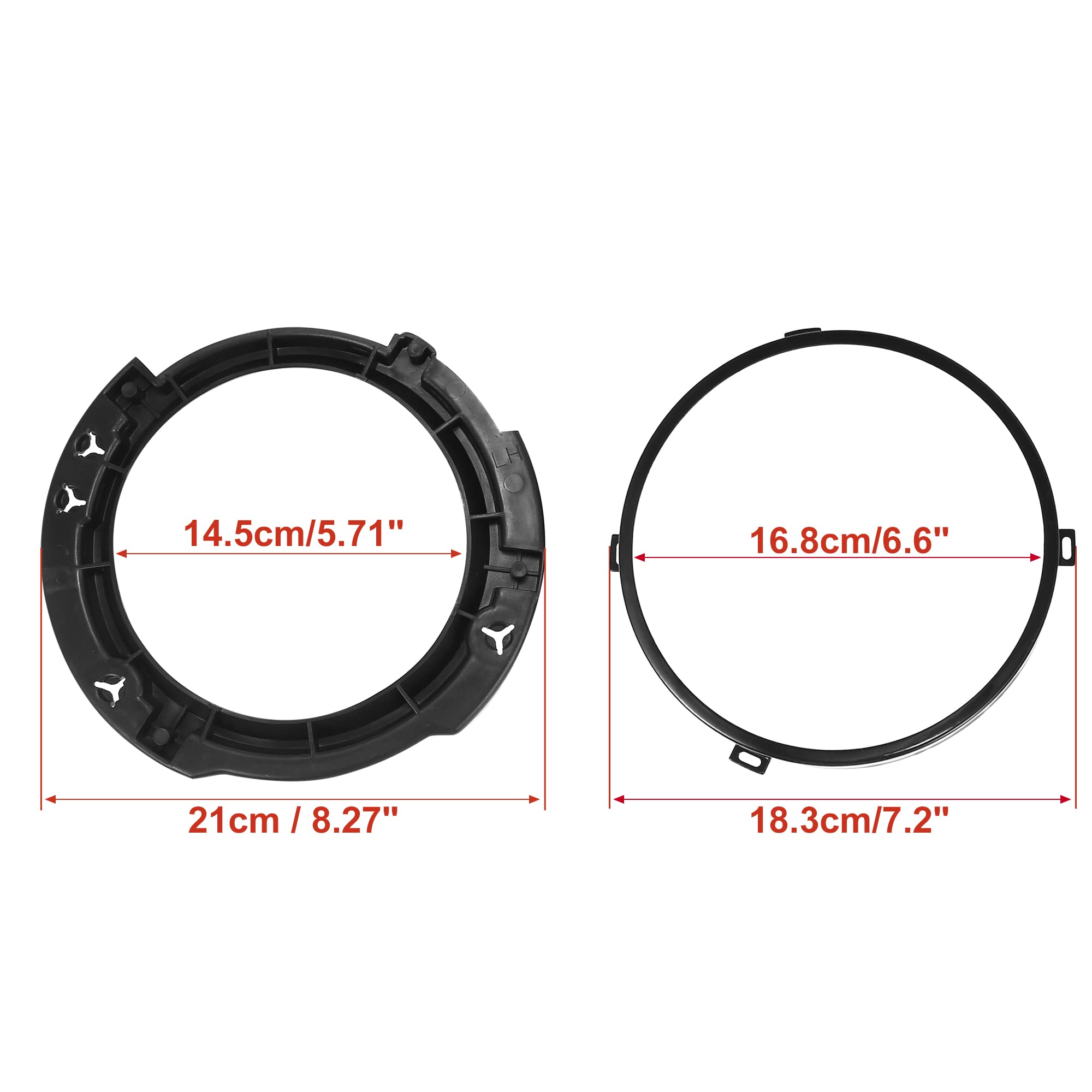 X AUTOHAUX 7 Inch Round Headlight Mounting Retaining Bracket Ring Set with Headlight Metal Ring for Jeep Wrangler JK 2007-2017 B