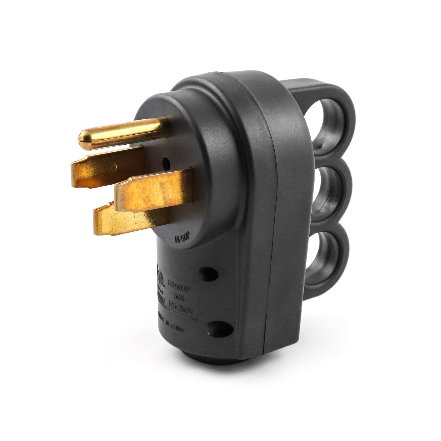 Qwork Nema 14-50P 50 Amp Male Rv Replacement Plug, 125/250V Power Assembly Plug With Handle For Camper Trailer