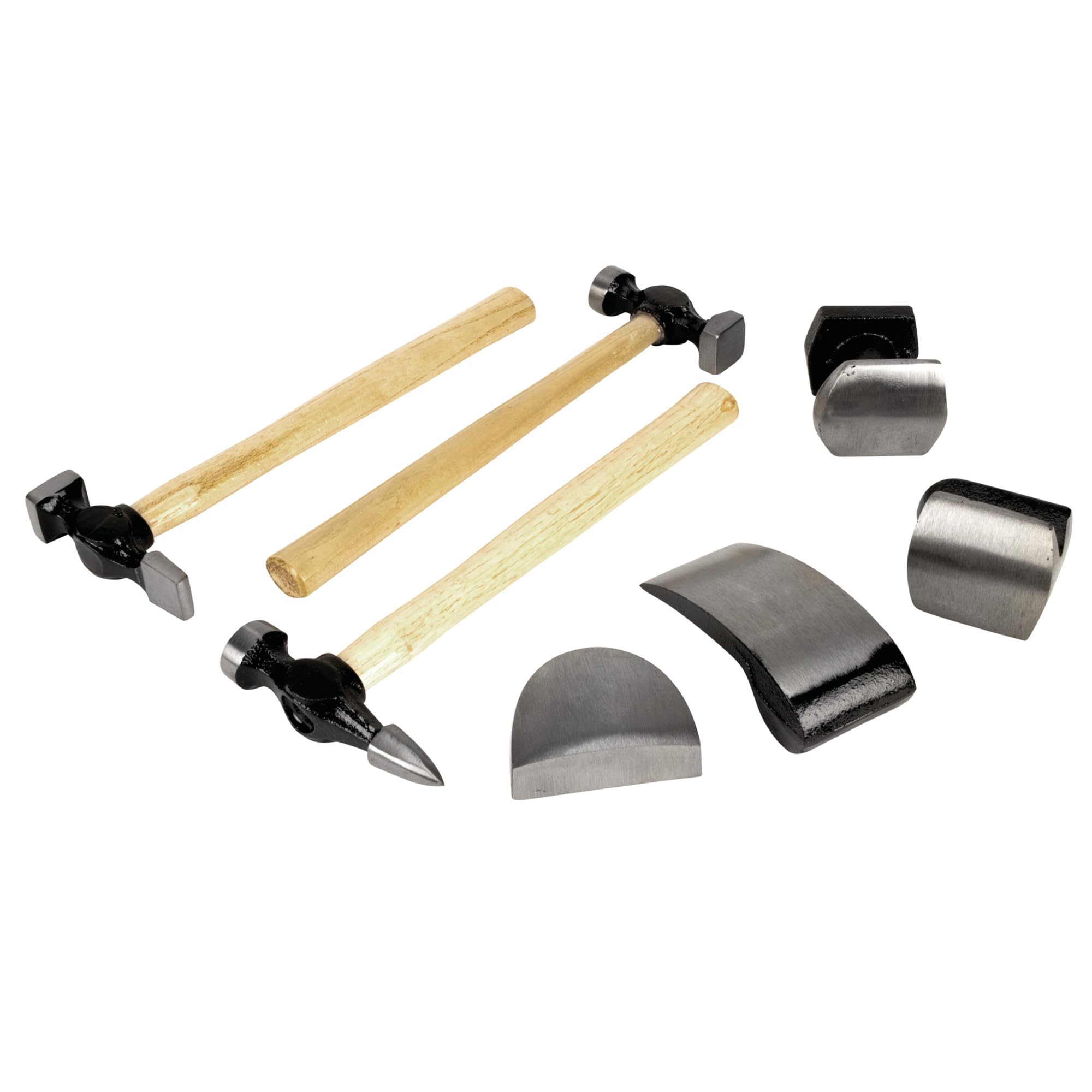 Performance Tool W1007DB 7Piece Auto Body Repair Kit with Carbon Steel Hammer Heads and Dollies on Wood Handles