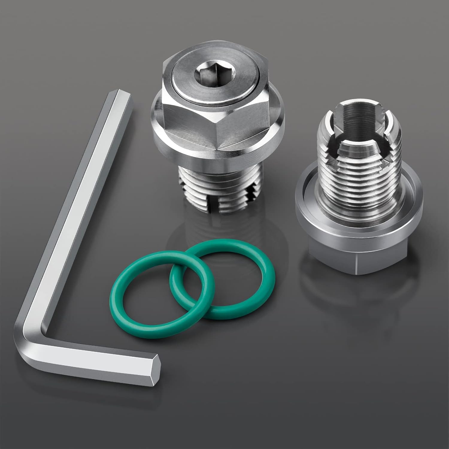 DEEFILL Double Oversize Oil Drain Plug Repair Kit, 1/2-20 x 15mm, Stainless Steel, Silver, Model DFL-071
