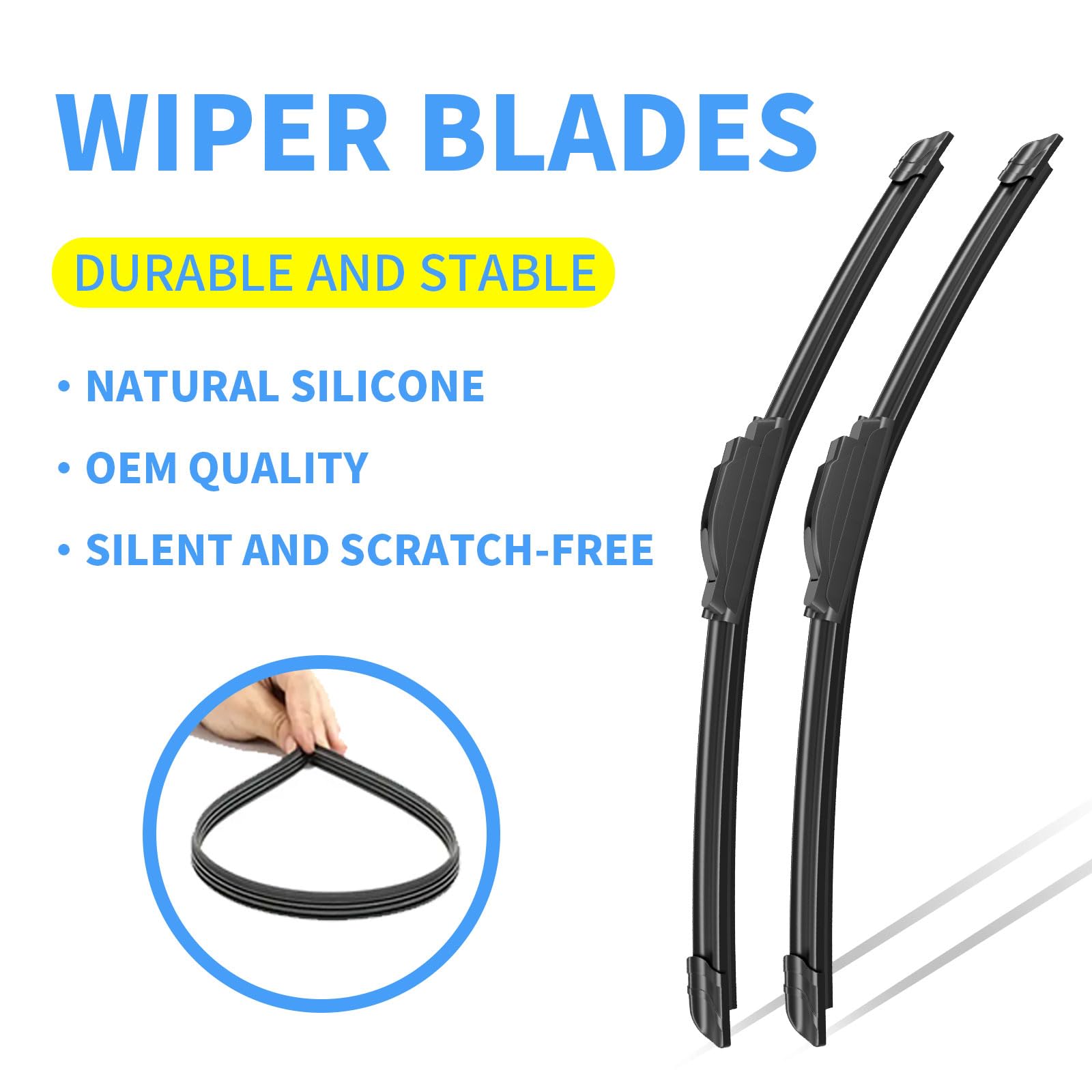Gavimnal 24''+19''+12'' Silicone Wiper Blades Replacement For Dodge Journey 2009-2020,All-Season Front Rear Windshield Wiper Bla