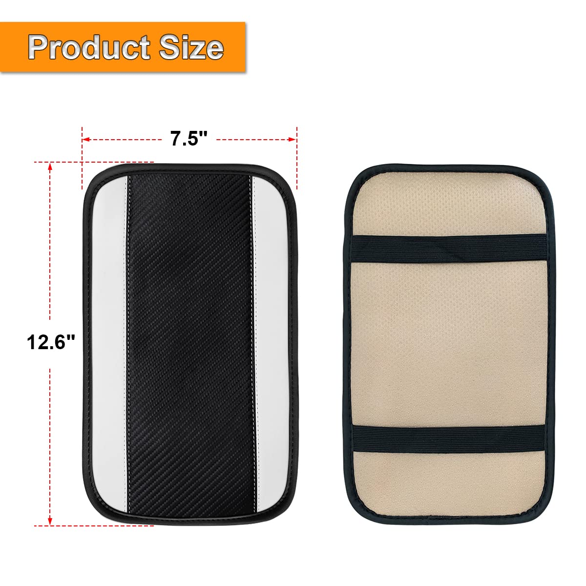 8Sanlione Car Center Console Cover, 12.6X7.5 Pu Leather Car Armrest Cover Universal Waterproof Center Console Pad, Car Accessories Interior Protection For Cars, Vehicles, Suvs (White)