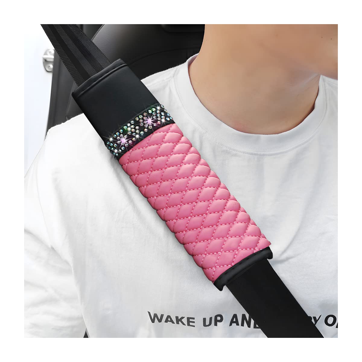 Zipelo 2 Pcs Auto Seat Belt Cover, Breathable Leather Shoulder Pads Protect Your Neck, Harness Pads Strap For A More Comfortable