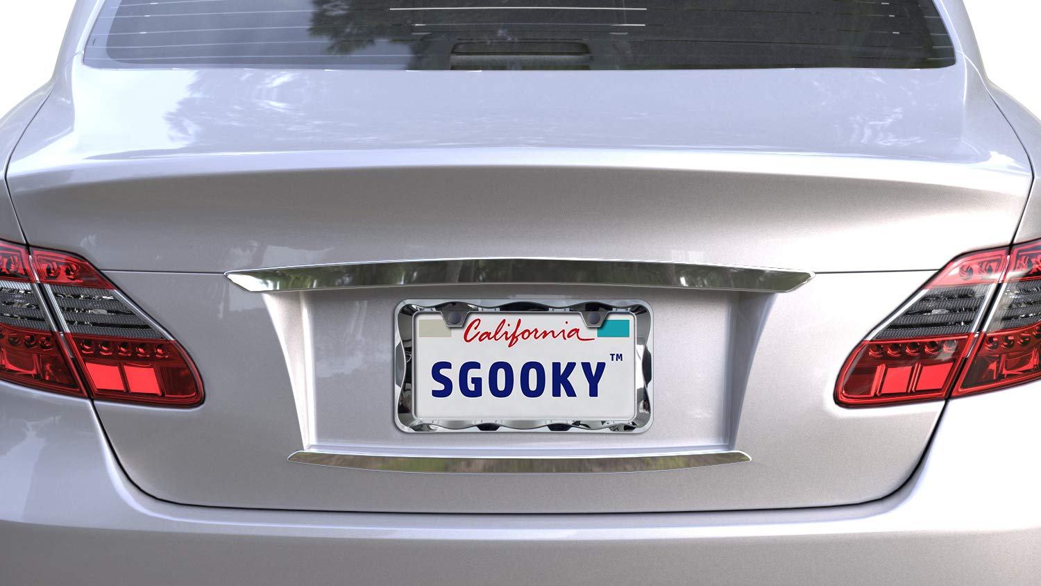 Sgooky 3D Curly Wave Pattern License Plate Holder Chrome License Plate Frame From Pure Zinc Alloy Metal Perfect Plate Holder
