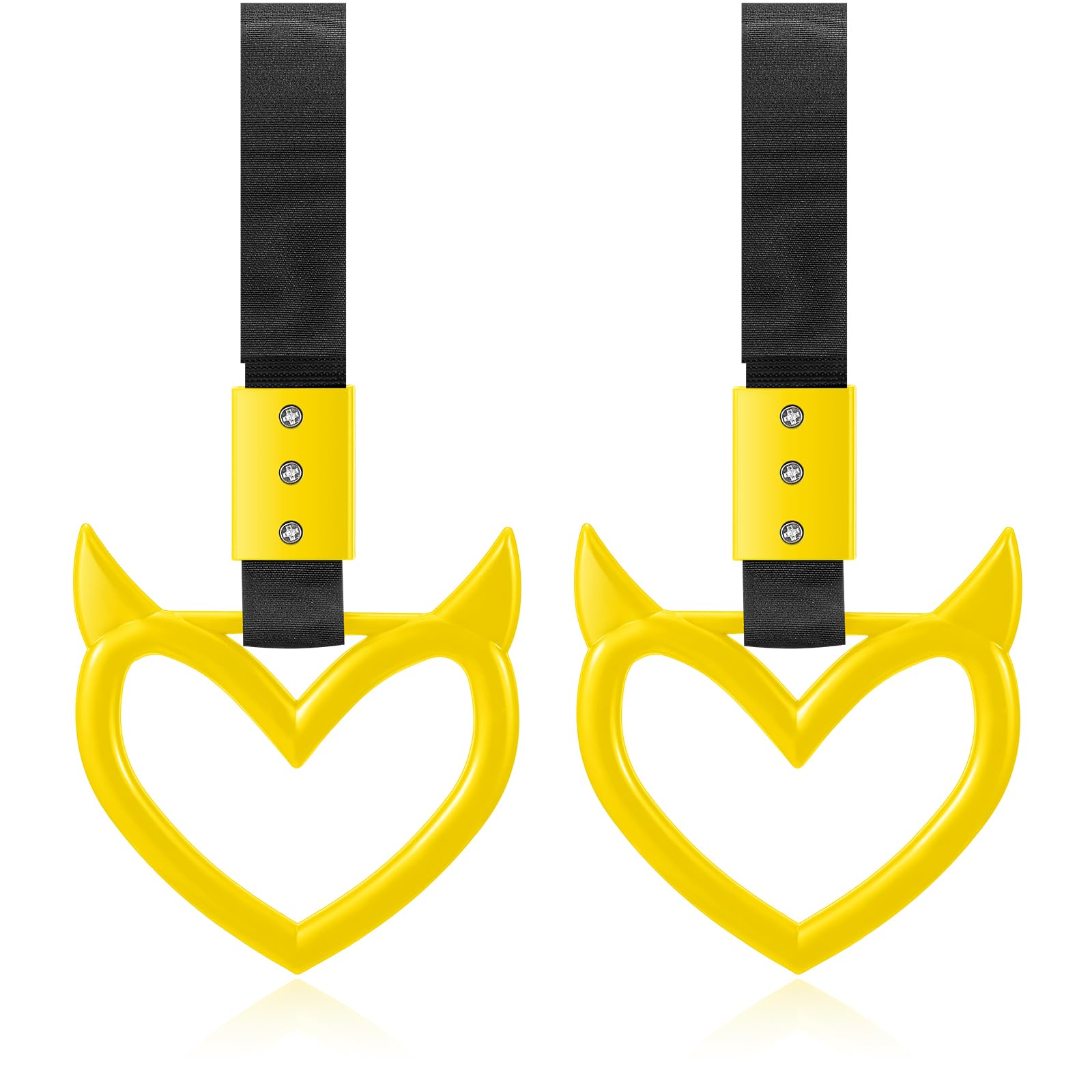 Fabbay 2 Pieces Heart Handle Keychains Car Accessory Heart Hand Strap Drift Charm for Car Interior Exterior Decoration(Yellow,De