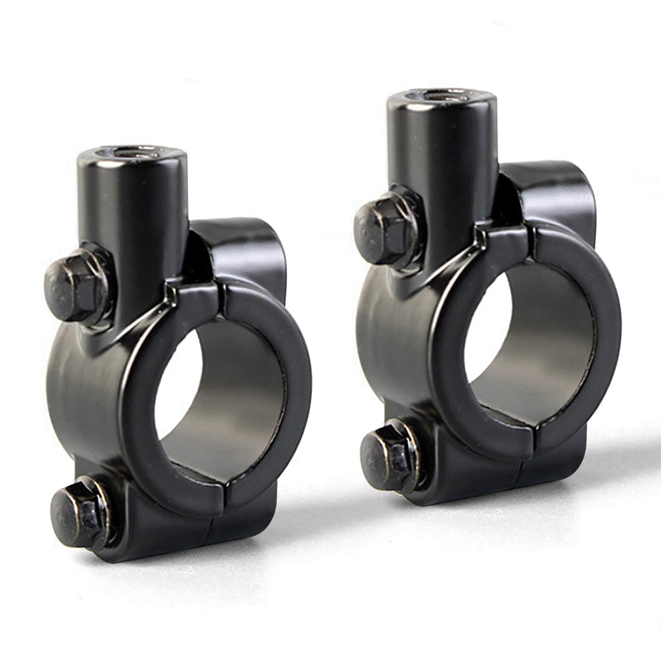 Lyn666 Motorcycle 7/8'' Handlebar Mirror Mount Holder Clamp Adaptor 10Mm Thread For Motorcycles Atv Scooter Black(Pack Of 2)