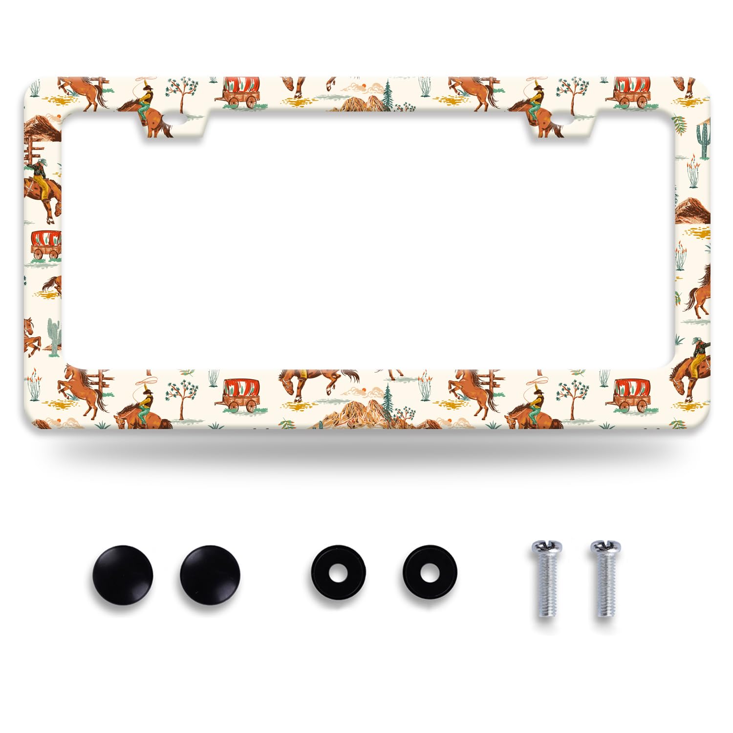 Western Cowboy License Plate Frame Horse Racing License Plate Holder Funny Personalise Car Stainless Stee Decorative Parts for S