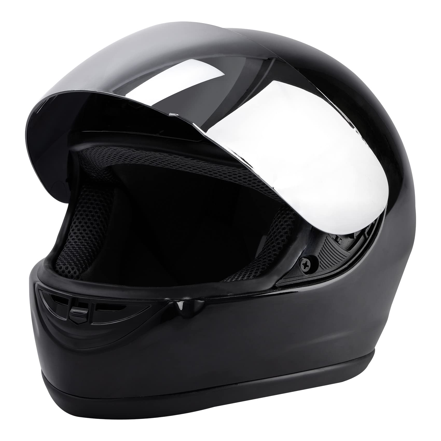 Xfmt Hot Gloss Black Full Face Mirror Visor Sun Shield Motorcycle Street Helmet S