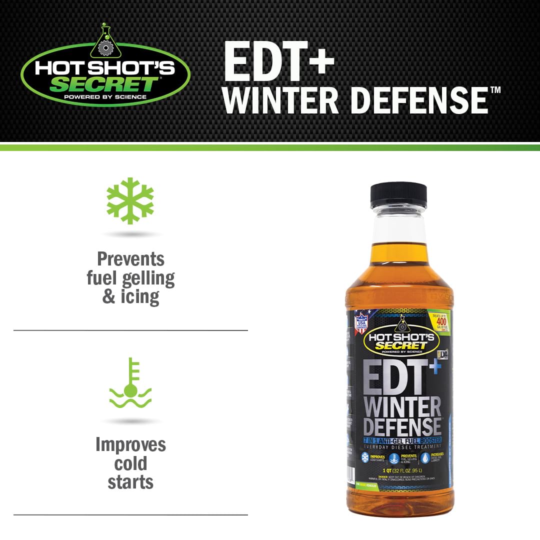 Hot Shot's Secret EDT+ Winter Defense - 16 Oz Squeeze - 7-in-1 Diesel Fuel Treatment - Boosts Cetane & Lubricity