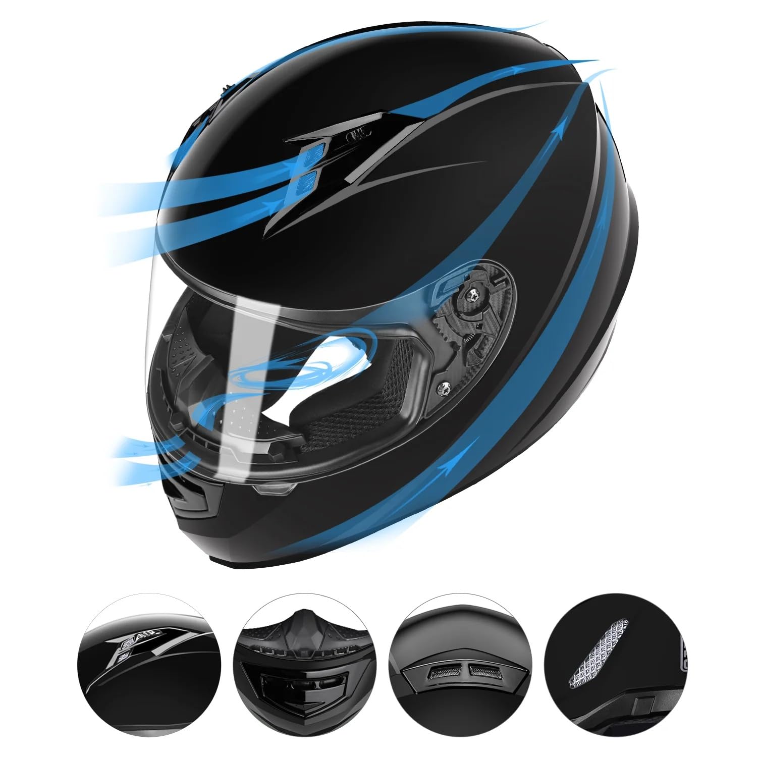 Glx Gx11 Compact Motorcycle Helmet - Black, Large - Full Face W/ Tinted Visor, Dot Approved