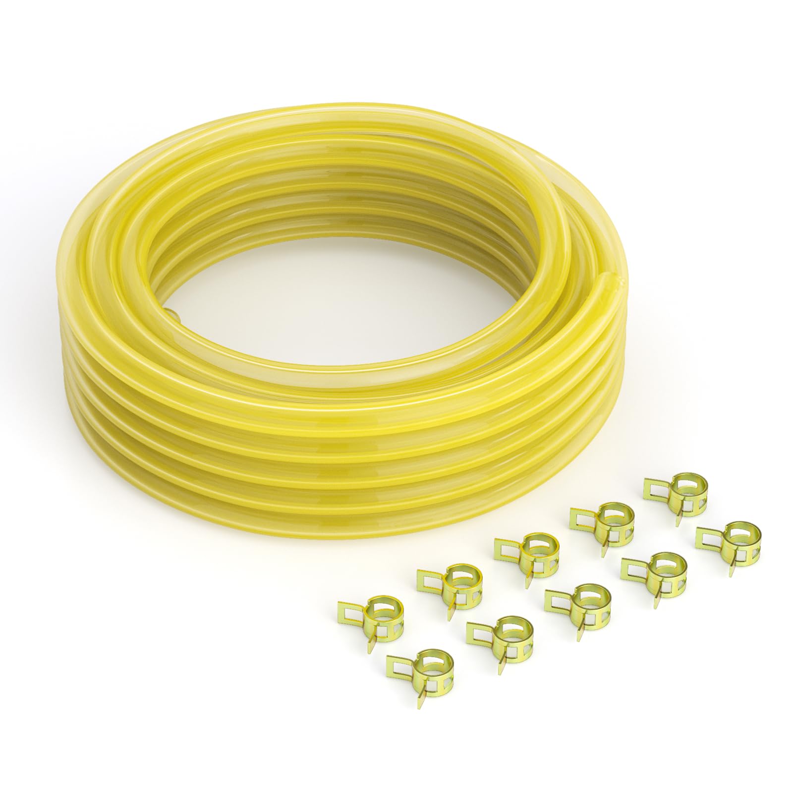 TAILONZ PROMAKE 3/8 OD x 1/4 ID Fuel Line Hose Kit with 10 Clamps - Compatible with Outdoor Power Equipment & Small Engines 20ft
