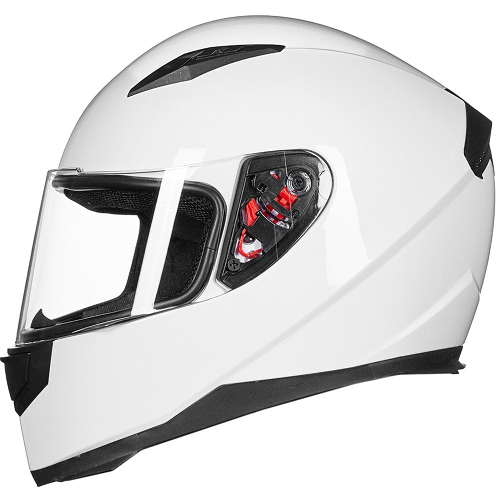 Ilm Full Face Motorcycle Street Bike Helmet With Removable Winter Neck Scarf + 2 Visors Dot Model-Jk313 (L, White)