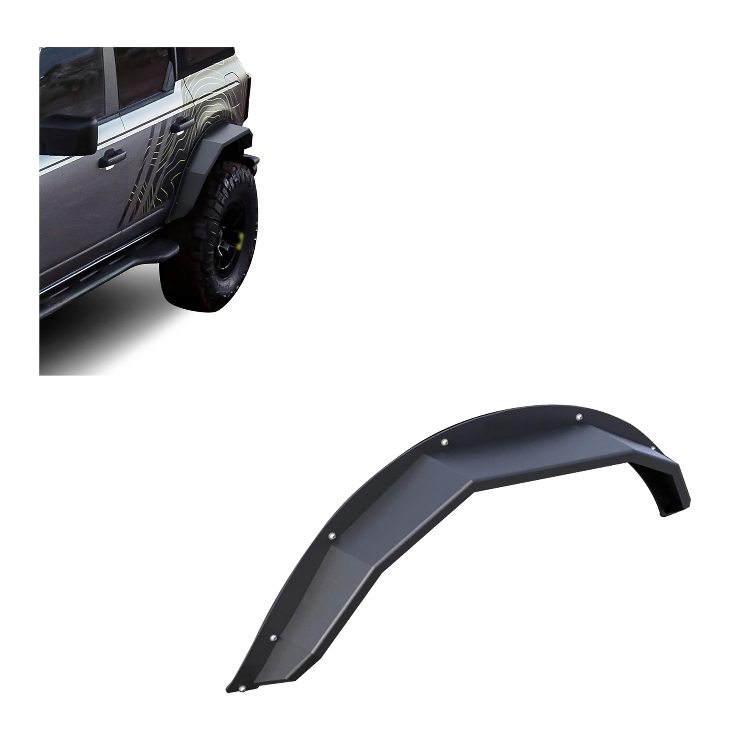 Black Horse Fender Flares Heavy Duty Sheet Metal Plate Black Compatible With 2021-2024 Ford Bronco(Excl. Heritage Edition, Heritage Limited Edition, Everglades, And Raptor)-Ff-Fbr21Hd