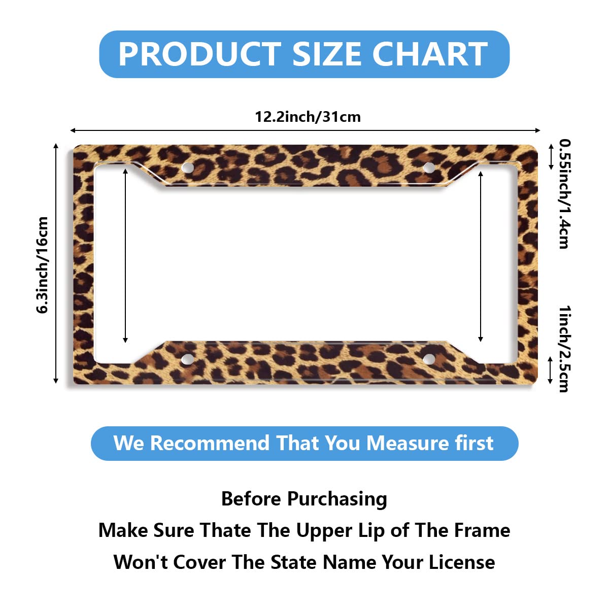 Cheetah Leopard Brown License Plate Frame Stainless Steels Car Tag Holder With 4 Holes And Screws Customized Decorative Frames 1