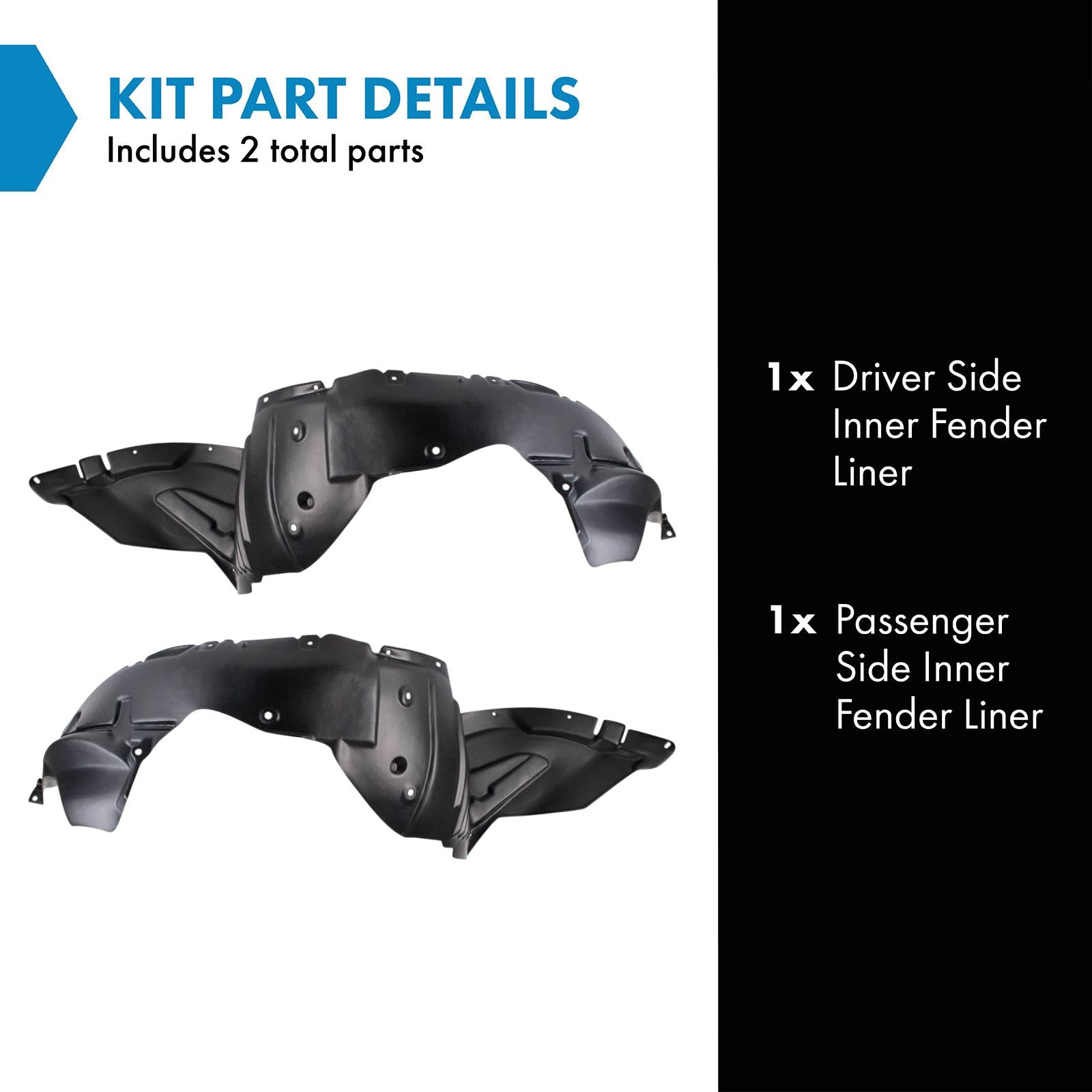 Trq Inner Fender Liner Set Compatible With 2009-2011 Mazda 6 Ma1248134 Ma1249134