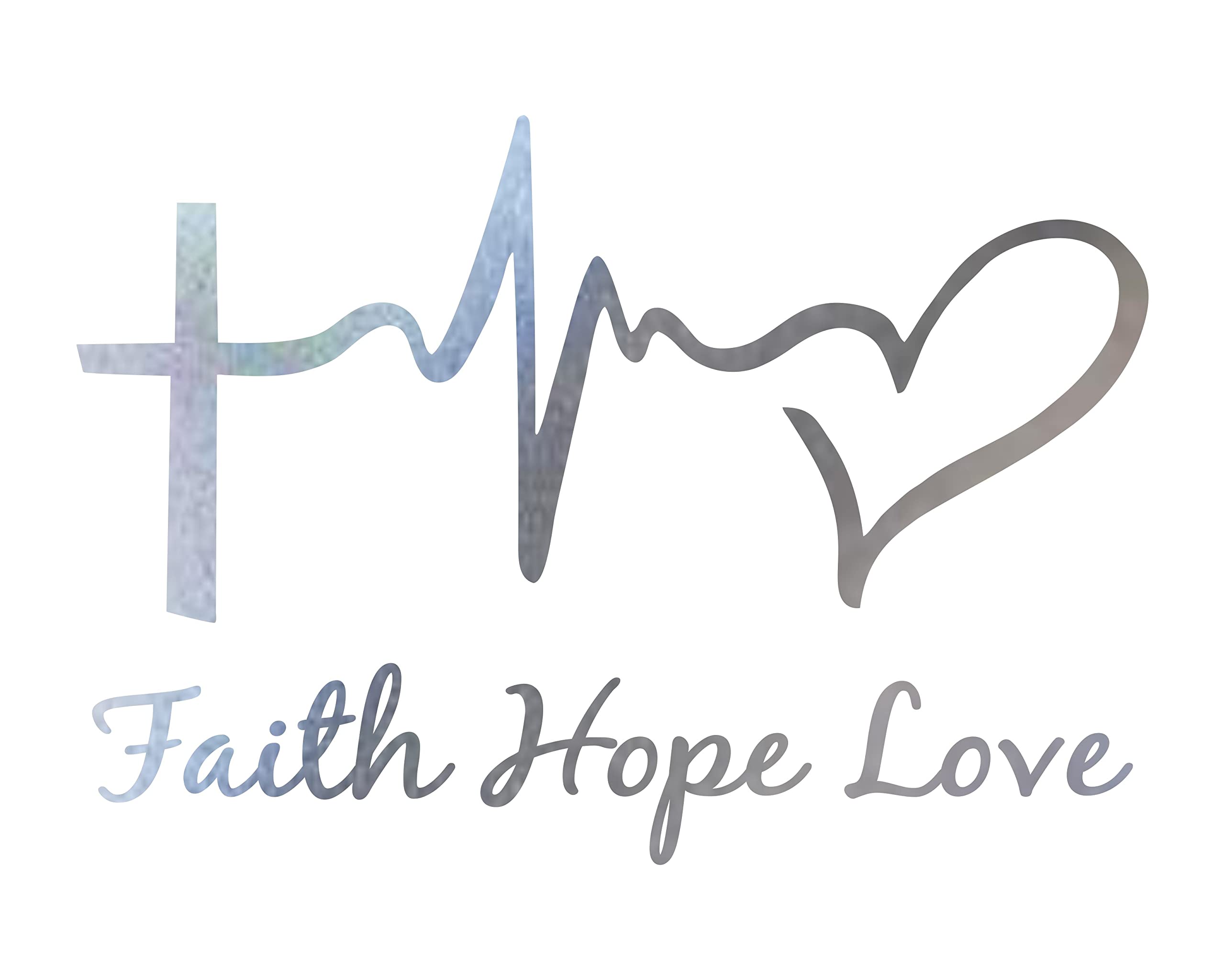 Decalbazaar Vinyl Faith Hope Love Reflective Car Wall Sticker, 6 X 4 Inches, Silver