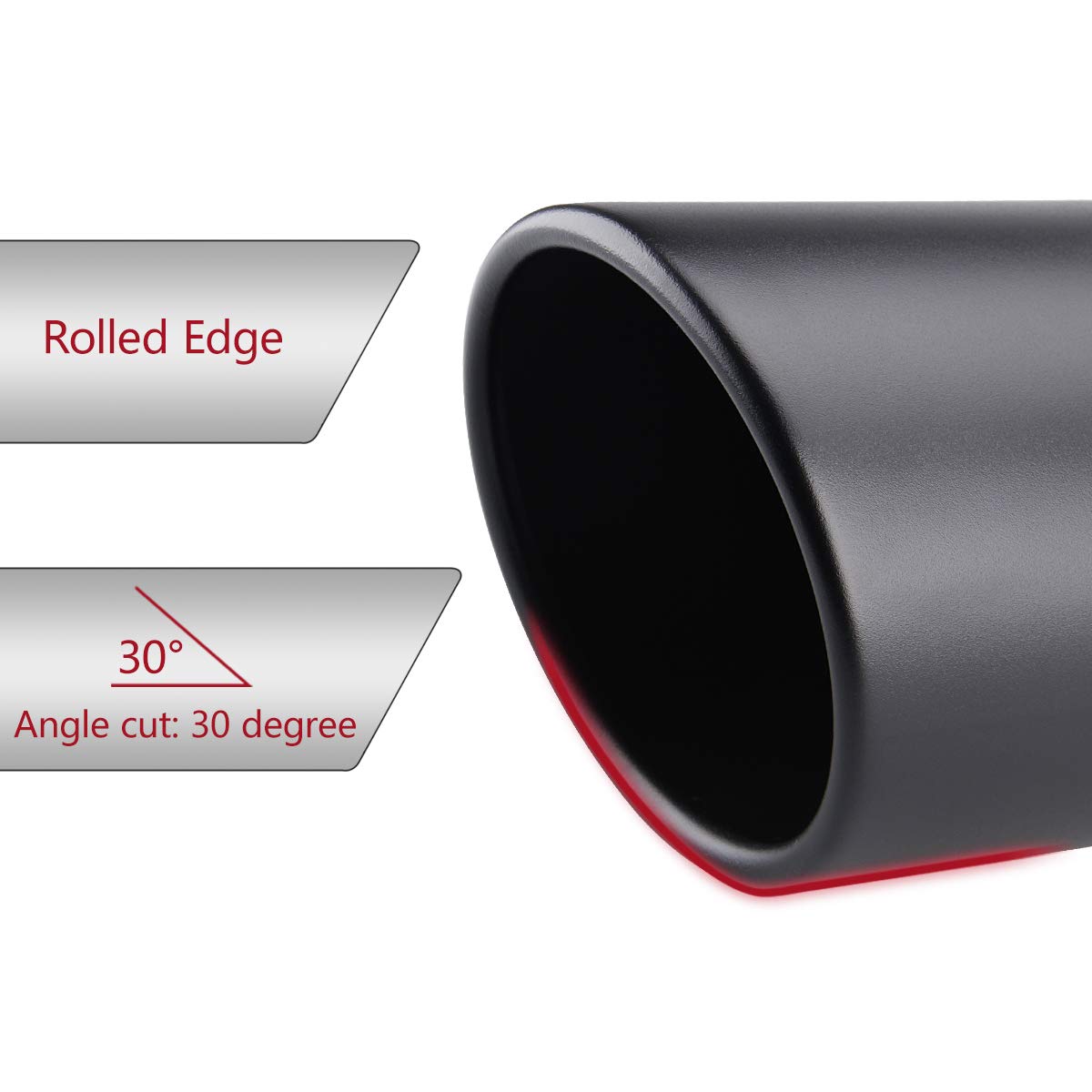 LCGP Diesel Exhaust Tip, 4"x6" Outlet, 15" Long, Rolled Angle Cut, Black Powder Coated, 201 Stainless Steel, Model SH406015RACBK