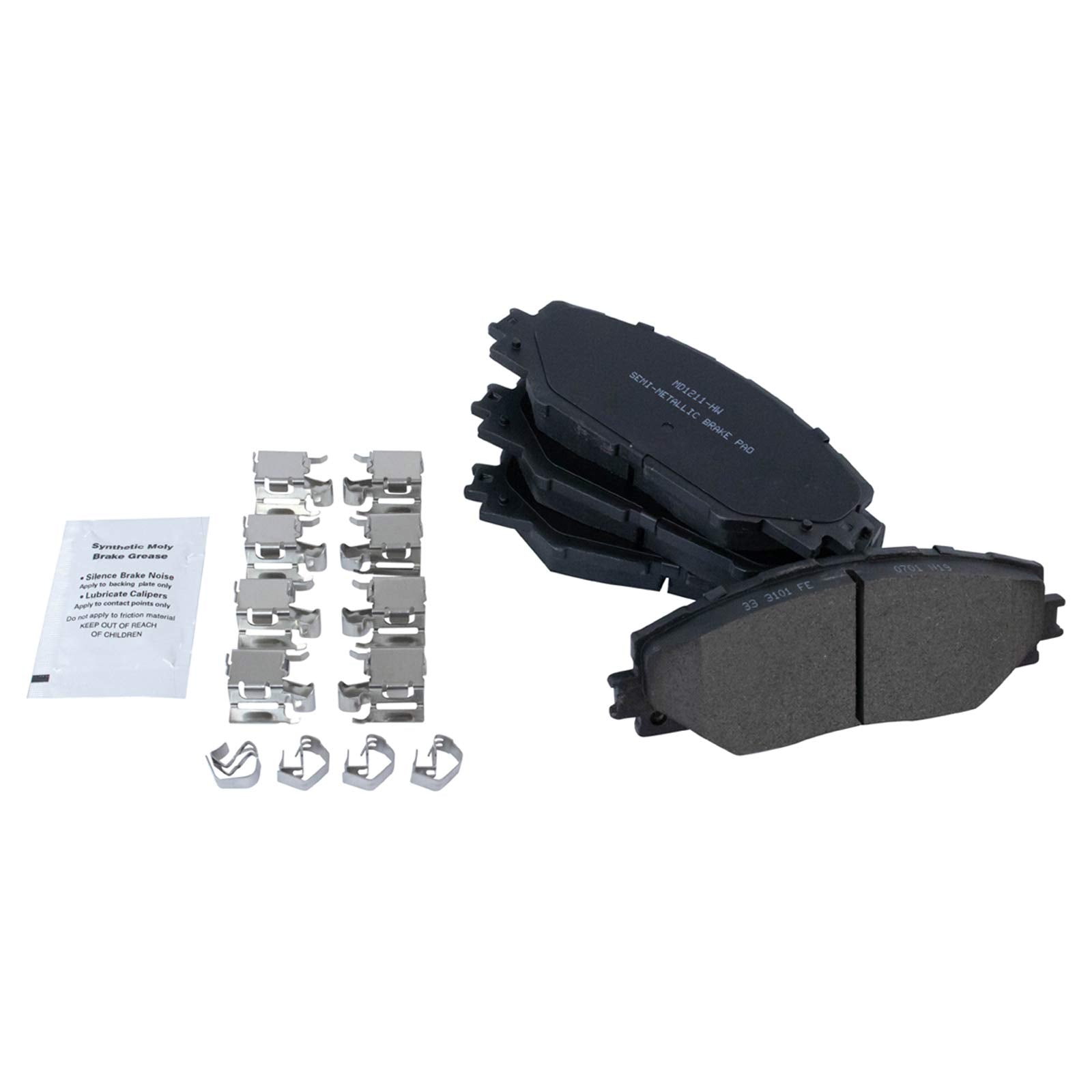 Trq Front Semi-Metallic Brake Pad Set & Coated Rotor Pair Set Compatible With Tc Matrix Rav4