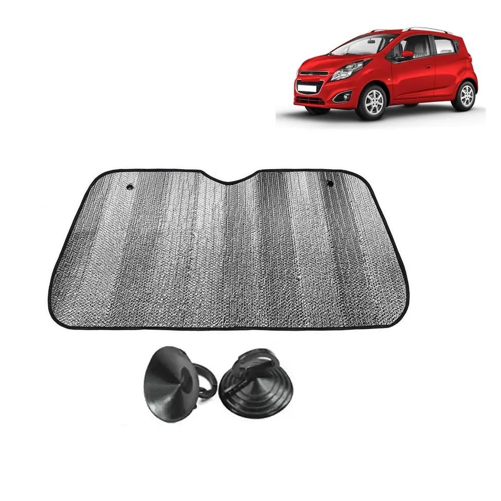 Car Windshield Sun Shade UV Rays Protector Silver Sunshade Solar Reflective suitable for Chevrolet Beat